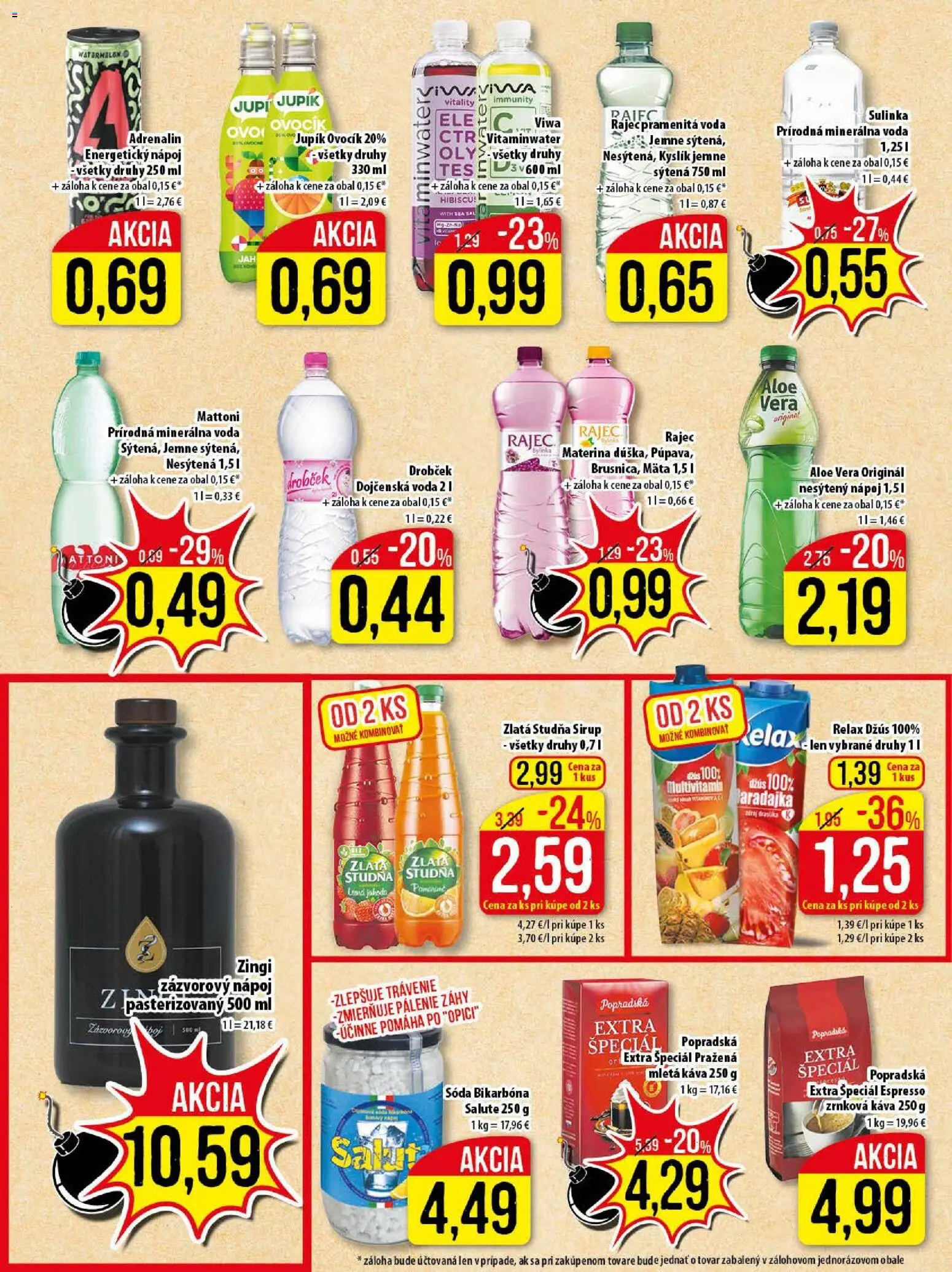 Nové Klas akcie – leták je platný od 12.01.2026 | Strana: 21 | Produkty: Džús, Rajec, Sulinka, Mattoni