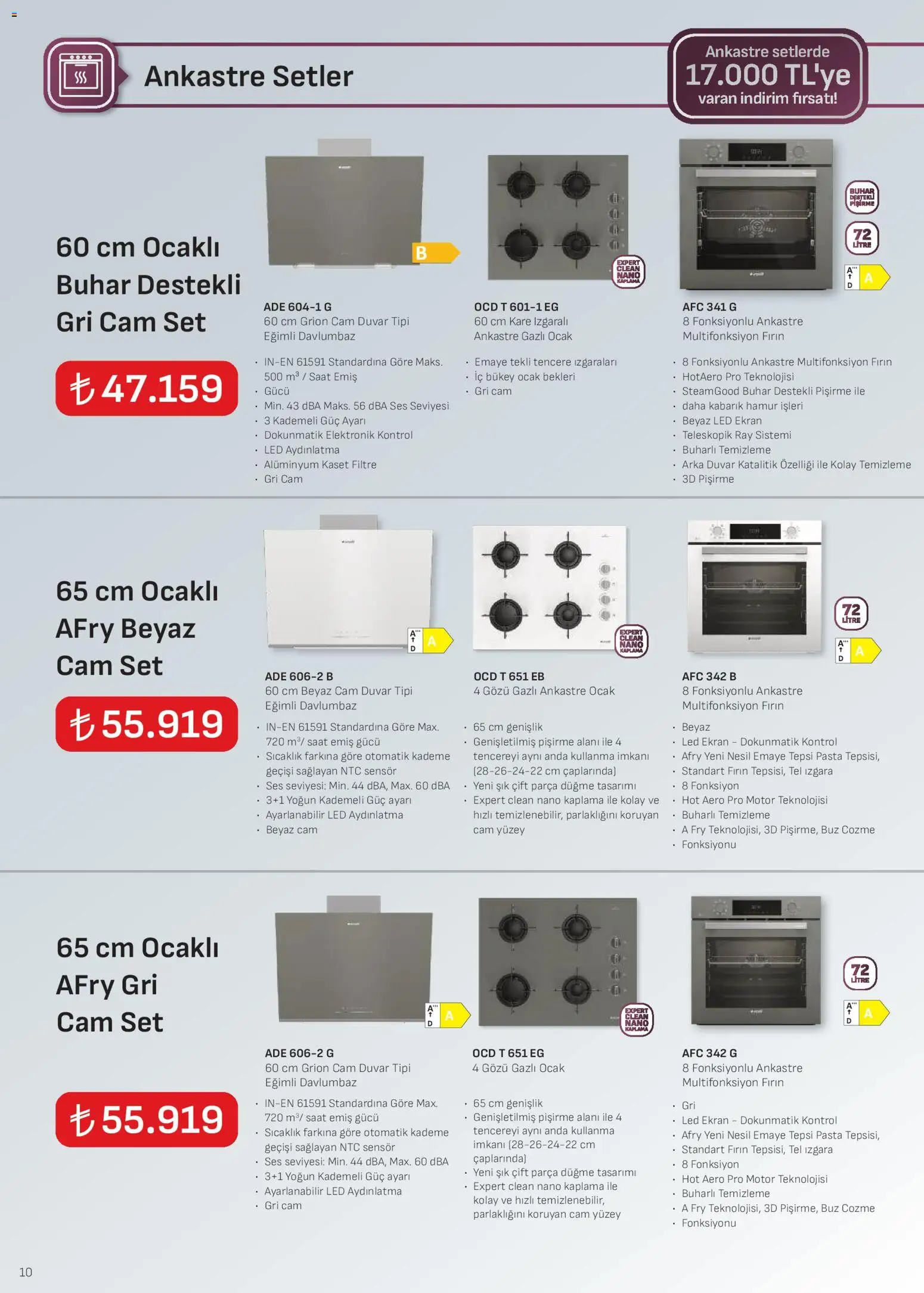 Arçelik Ankastre Kataloğu - 16.12.2025 tarihinden itibaren geçerlidir | Sayfa: 10 | Ürünler: Davlumbaz, Tepsi, Ses, Fırın