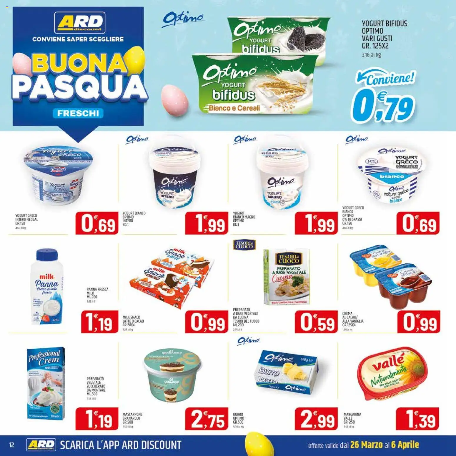 Volantino ARD Discount del 26.03.2026 | Pagina: 12 | Prodotti: Crema, Yogurt, Panna, Mascarpone