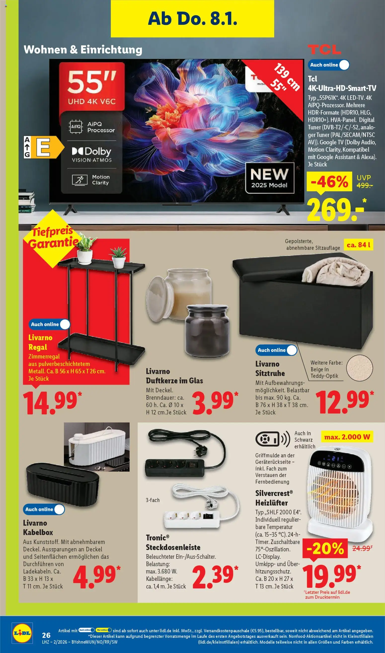 Lidl Prospekt Holzminden – gültig ab 05.01.2026 | Seite: 36 | Produkte: Regal, TV