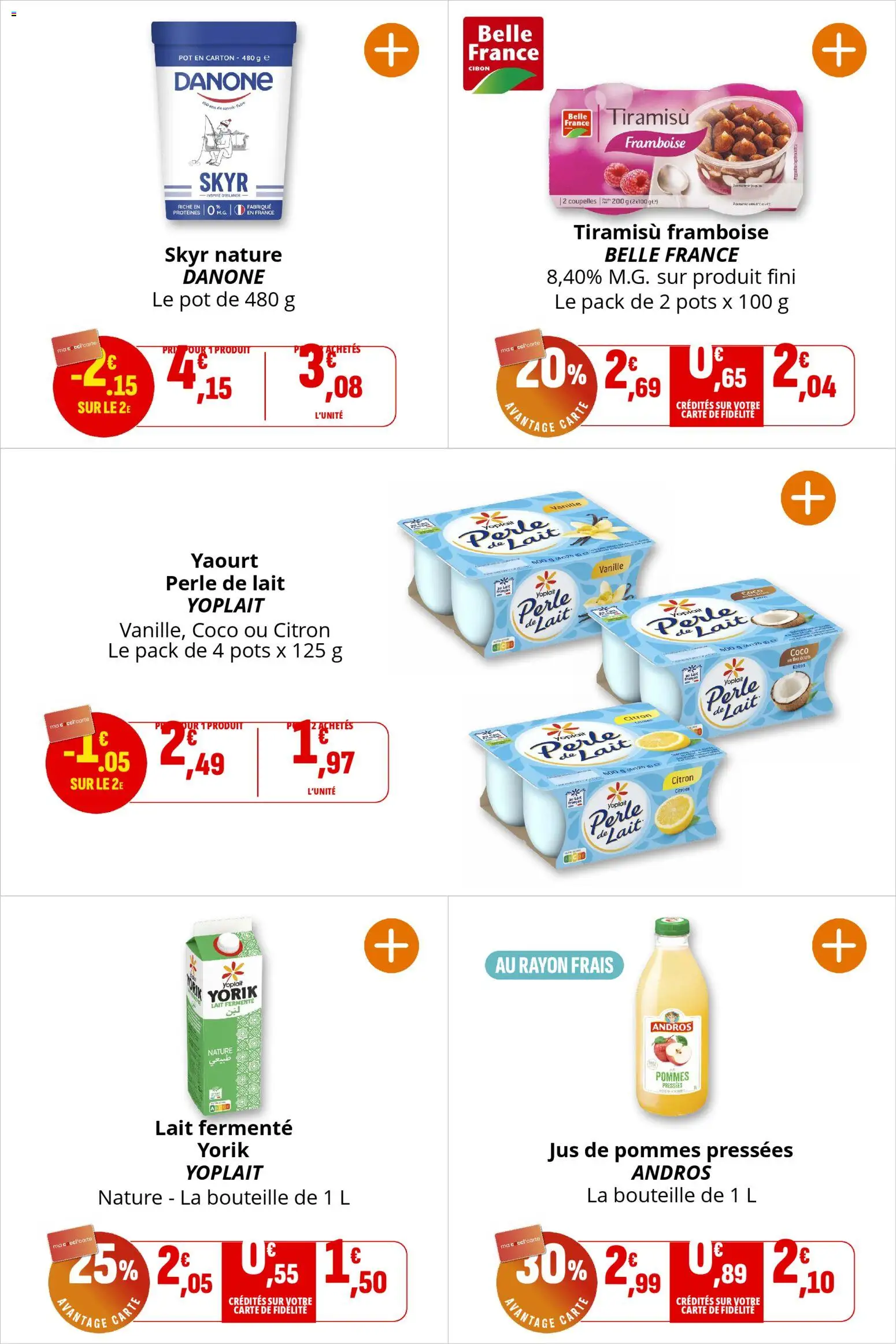 {H1} | Page: 9 | Produits: Lait, Yaourt, Jus, Pommes