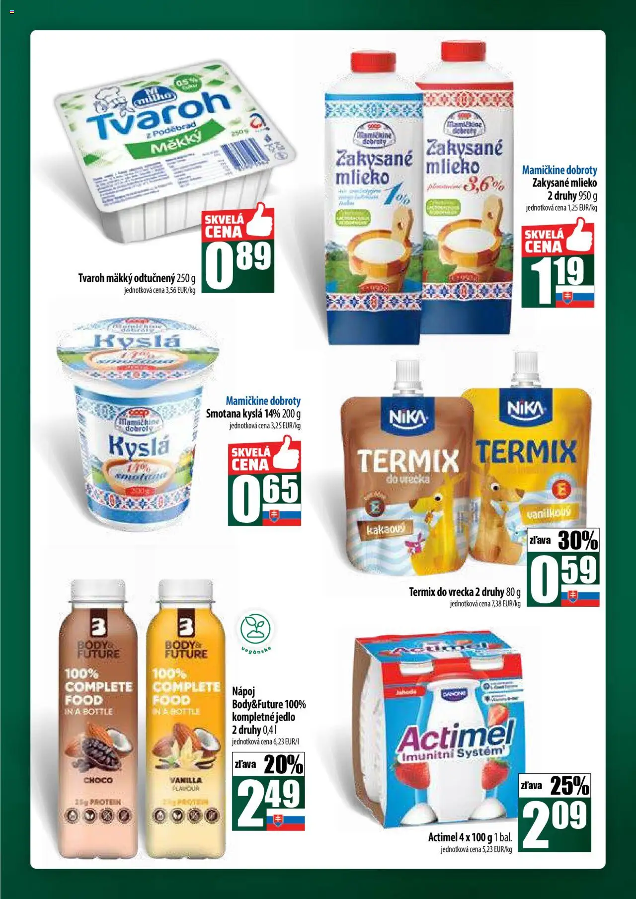 COOP Jednota široká ponuka │ platný od 24.07.2025 | Strana: 17 | Produkty: Smotana, Protein, Zakysané mlieko, Actimel