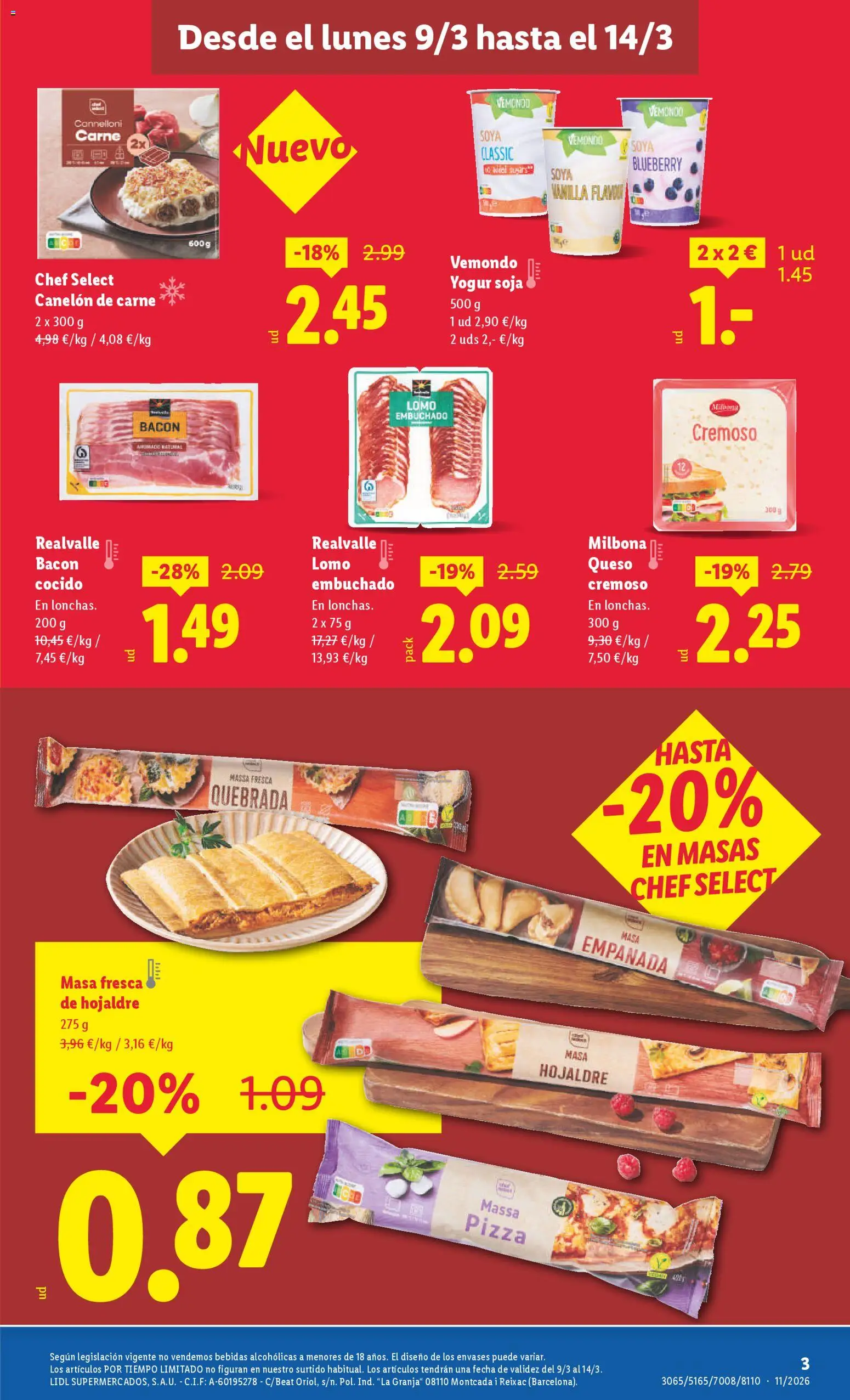 Lidl Zafra │ válido desde el 09.03.2026 | Página: 3 | Productos: Queso, Yogur, Pizza