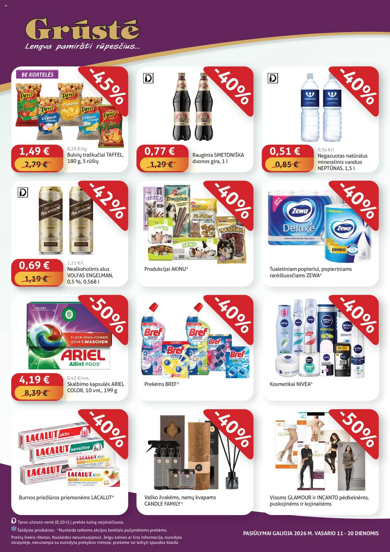 GRUSTE akcijos nuo 11.02.2026 | Puslapis: 4 | Prekių: Nealkoholinis alus, Alus, Traškučiai, Mineralinis vanduo