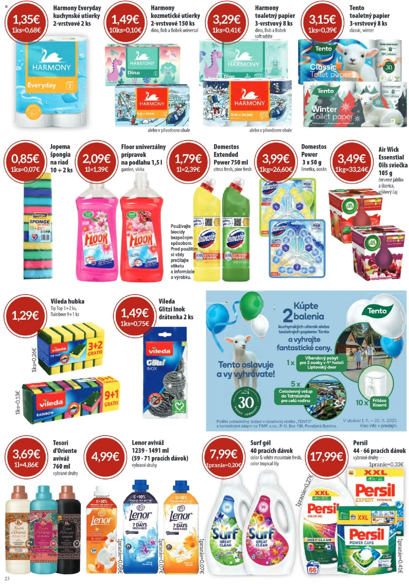 Nové Sintra akcie – leták je platný od 06.11.2025 | Strana: 23 | Produkty: Fritéza, Persil, Hubka, Lenor