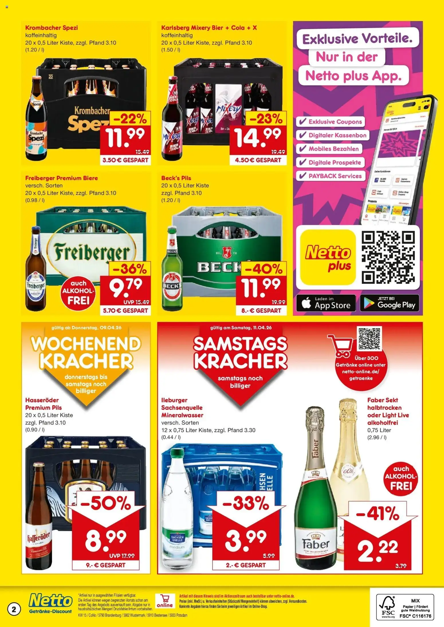 Netto Marken-Discount Prospekt Potsdam	 – gültig ab 07.04.2026 | Seite: 2 | Produkte: Cola, Bier, Sekt, Mineralwasser
