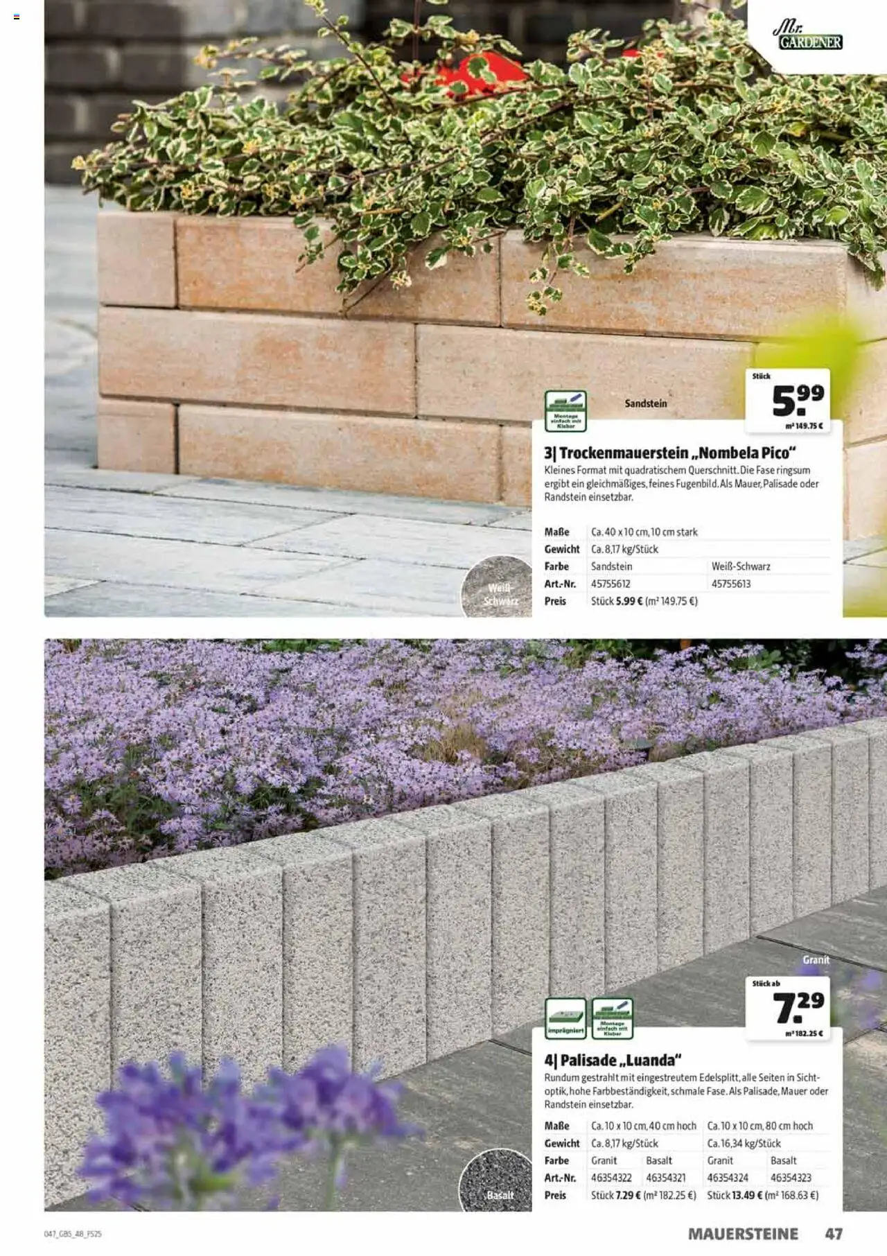 HERKULES Gartenbaustoffe - gültig ab dem 28.07.2025 | Seite: 47 | Produkte: Gewicht
