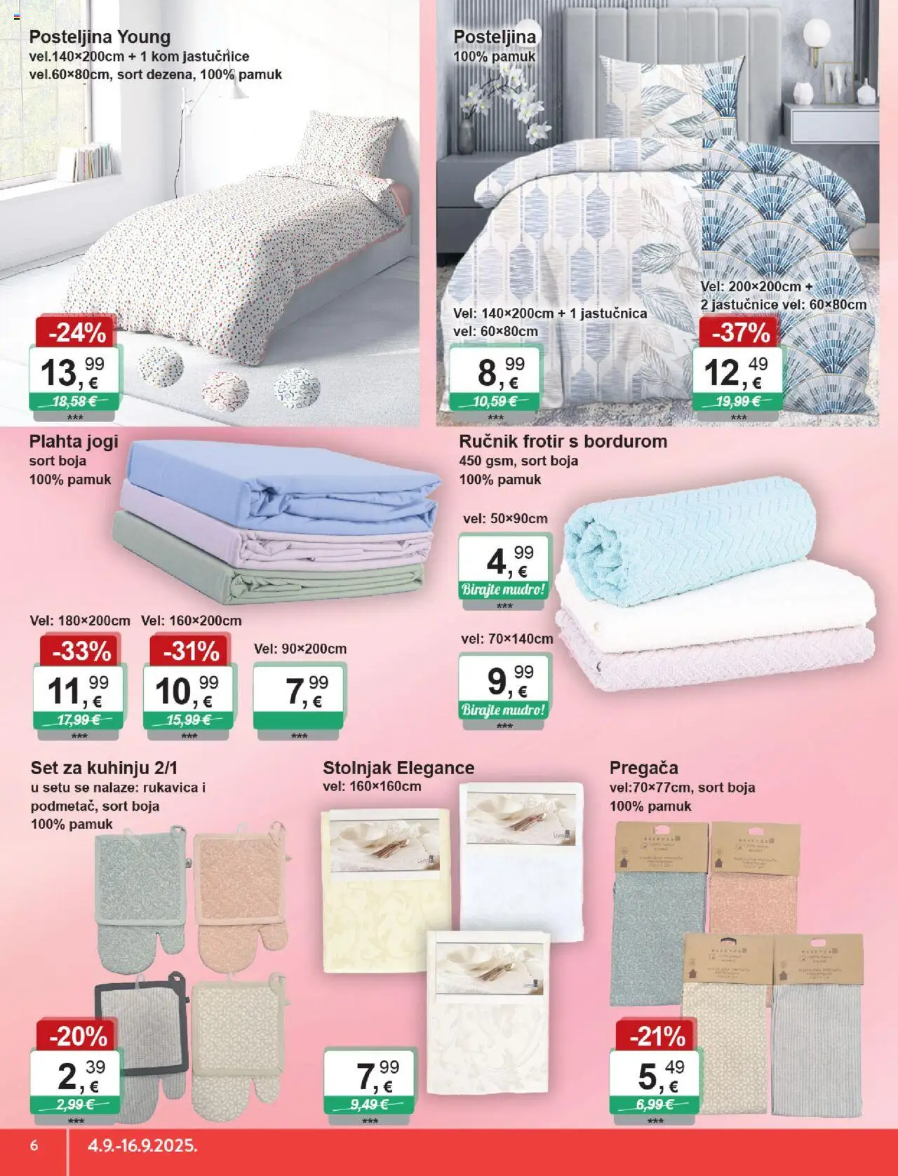 KTC katalog | vrijedi od 04.09.2025 | Stranica: 6 | Proizvodi: Ručnik, Stolnjak, Jastučnica, Plahta