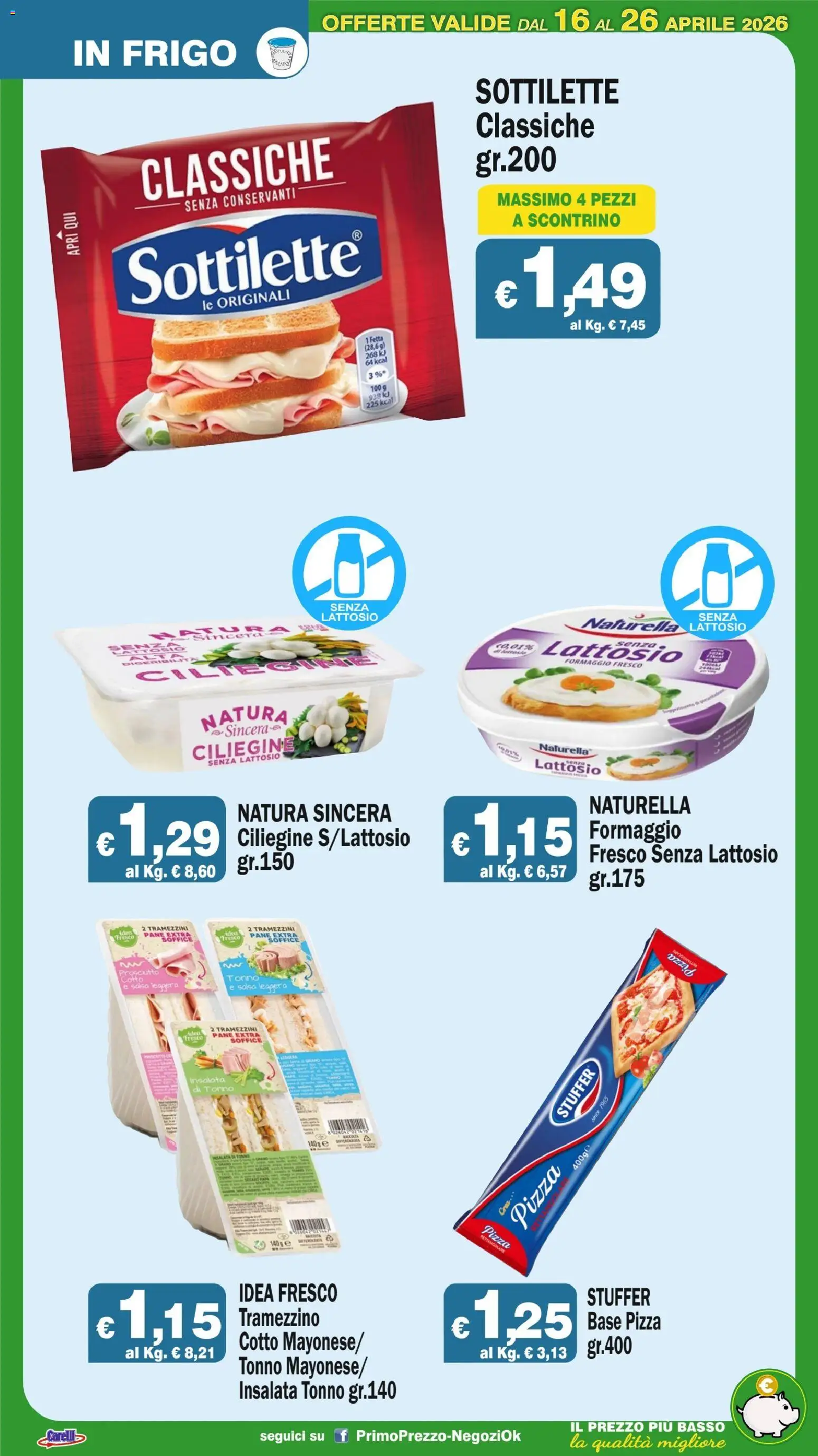 Volantino Primo Prezzo del 16.04.2026 | Pagina: 45 | Prodotti: Pane, Pizza, Salsa, Tonno