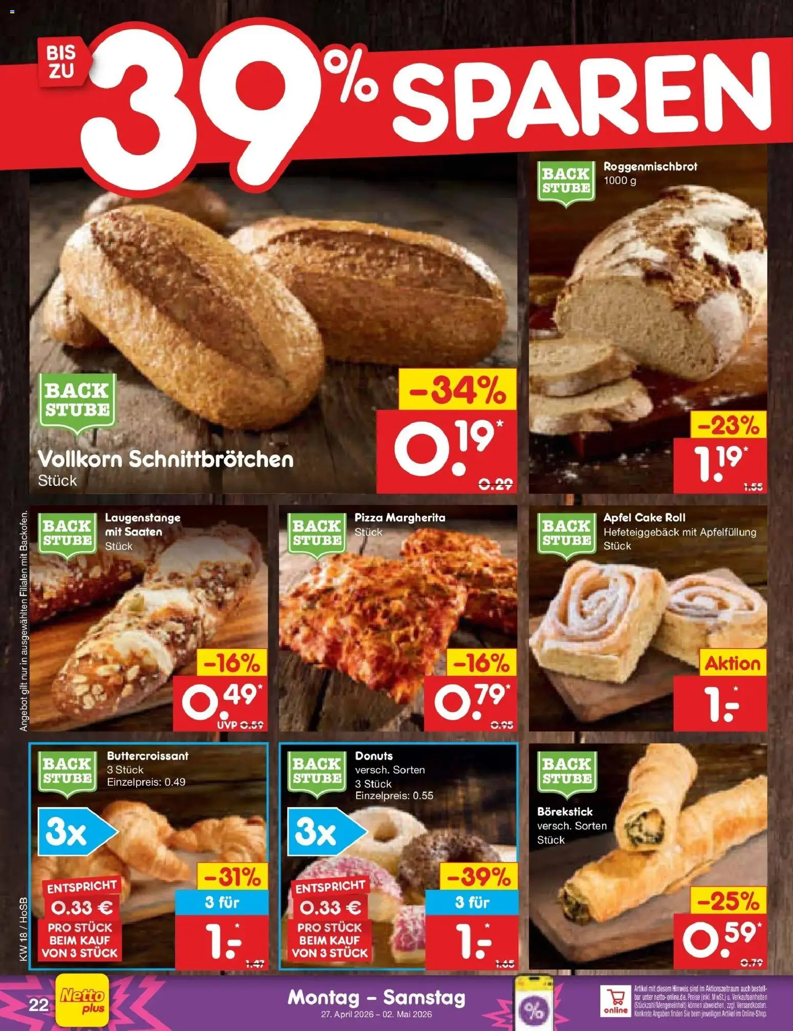 Netto Marken-Discount Prospekt Hannover	 – gültig ab 27.04.2026 | Seite: 30 | Produkte: Äpfel, Donuts, Pizza