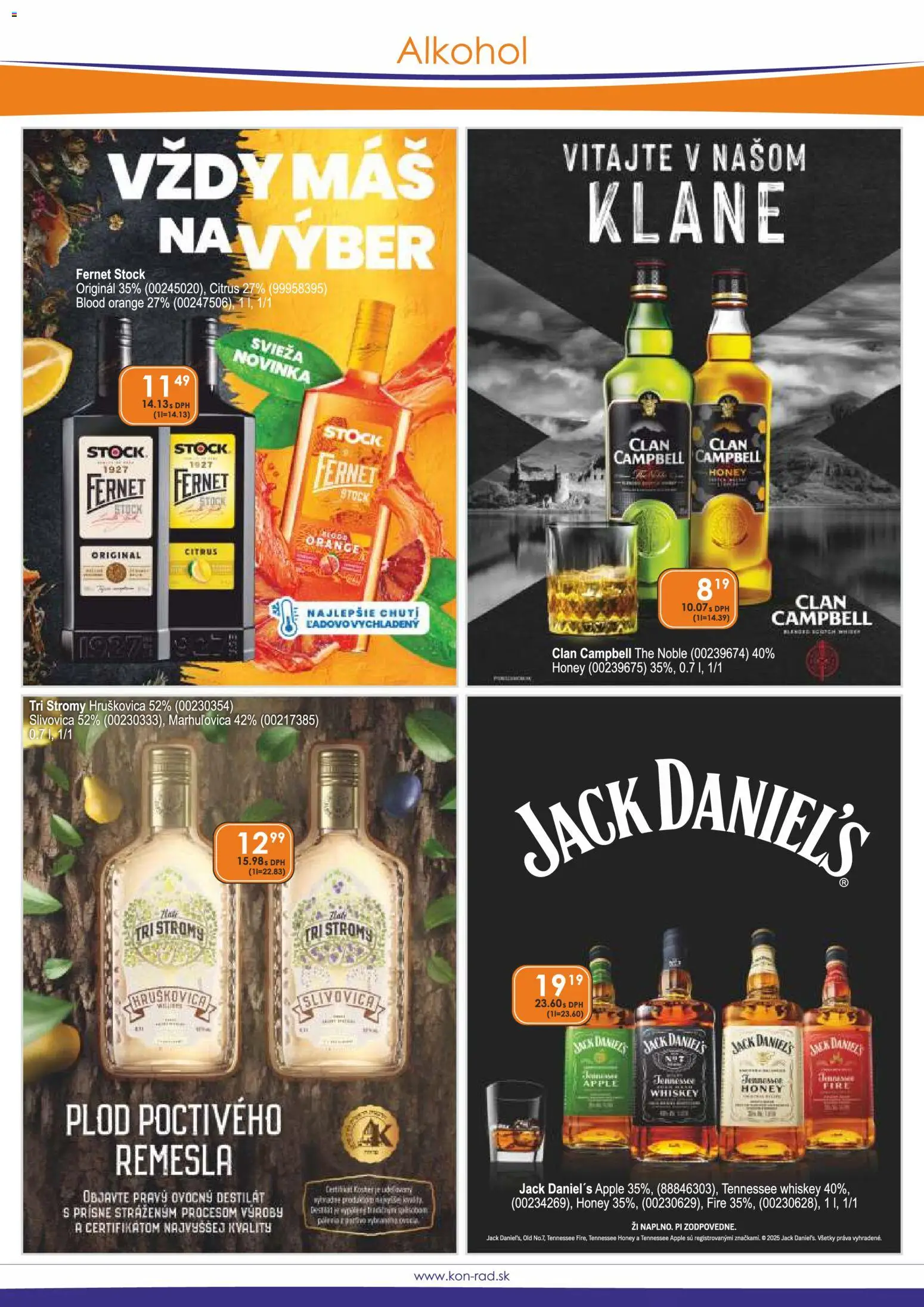 Nové KON - RAD akcie – leták je platný od 01.04.2026 | Strana: 7 | Produkty: Apple, Fernet, Destilát, Jack Daniel's
