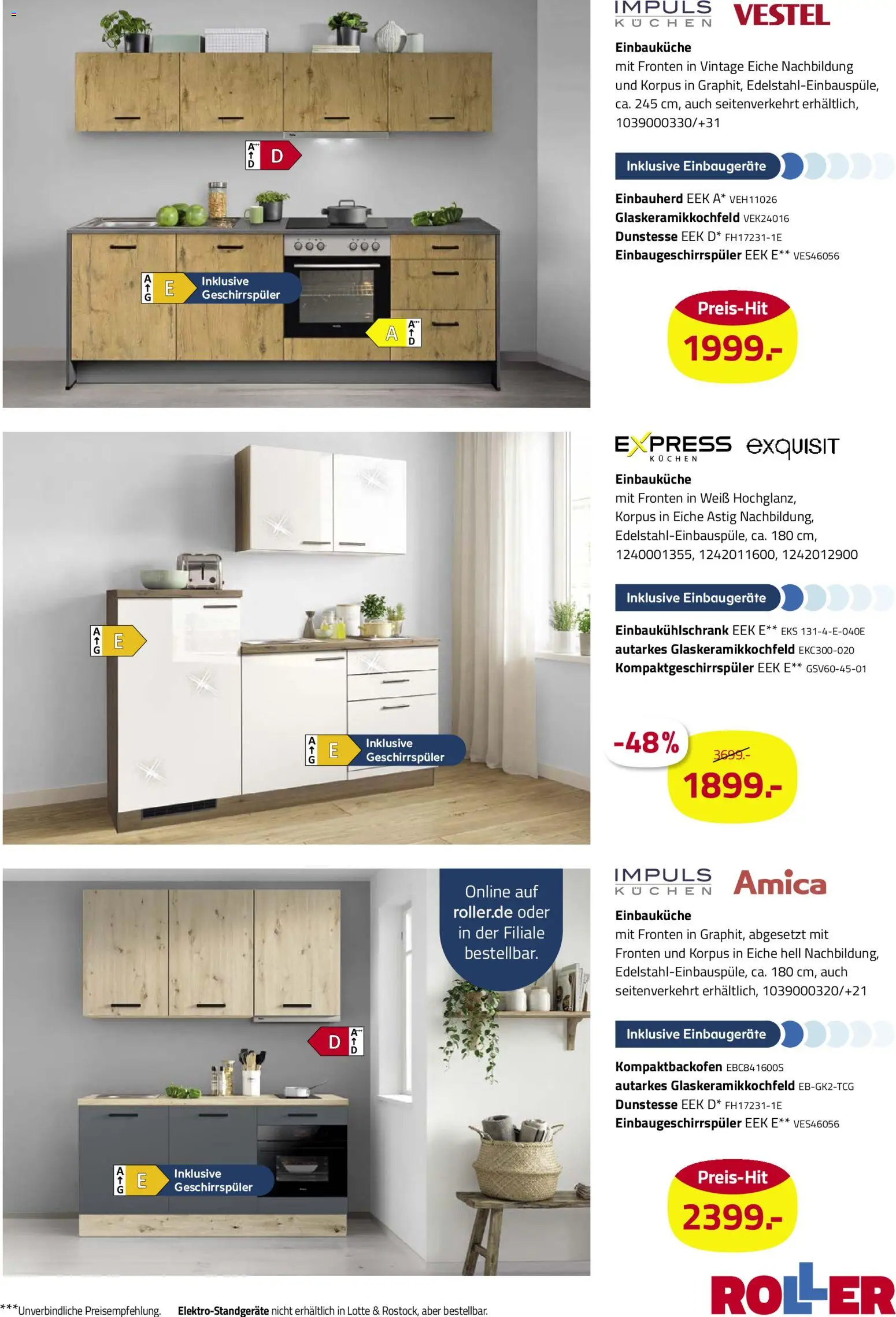 Roller Deine Küche 2026 – gültig ab 19.03.2026 | Seite: 3 | Produkte: Geschirrspüler, Einbauküche, Kuchen