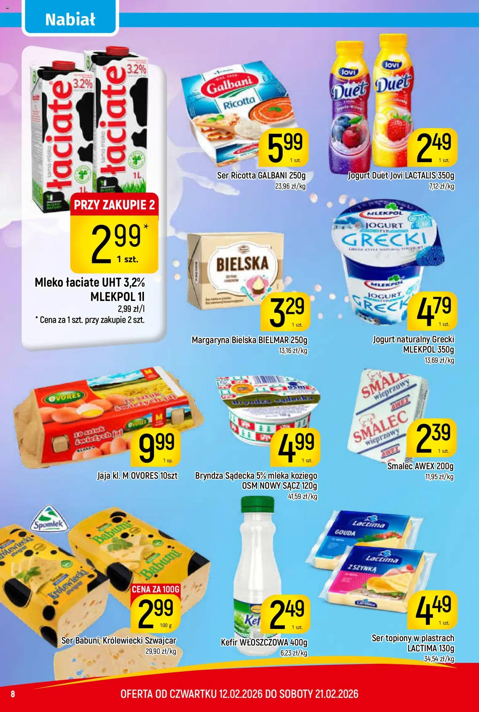 Piotruś Pan Gazetka od 12.02.2026 | Strona: 8 | Produkty: Kefir, Mleka, Mleko, Jaja