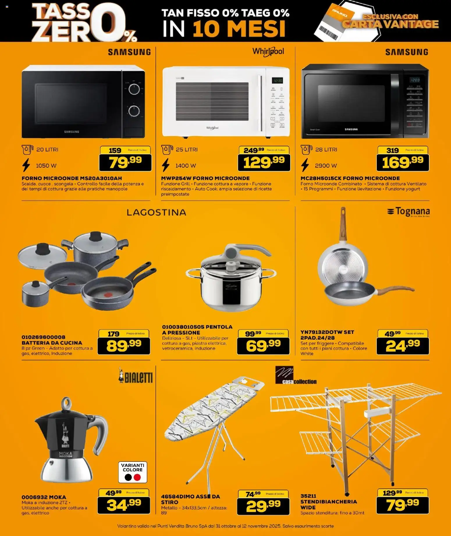 Volantino BRUNO del 31.10.2025 | Pagina: 32 | Prodotti: Microonde, Yogurt, Stendibiancheria, Batteria