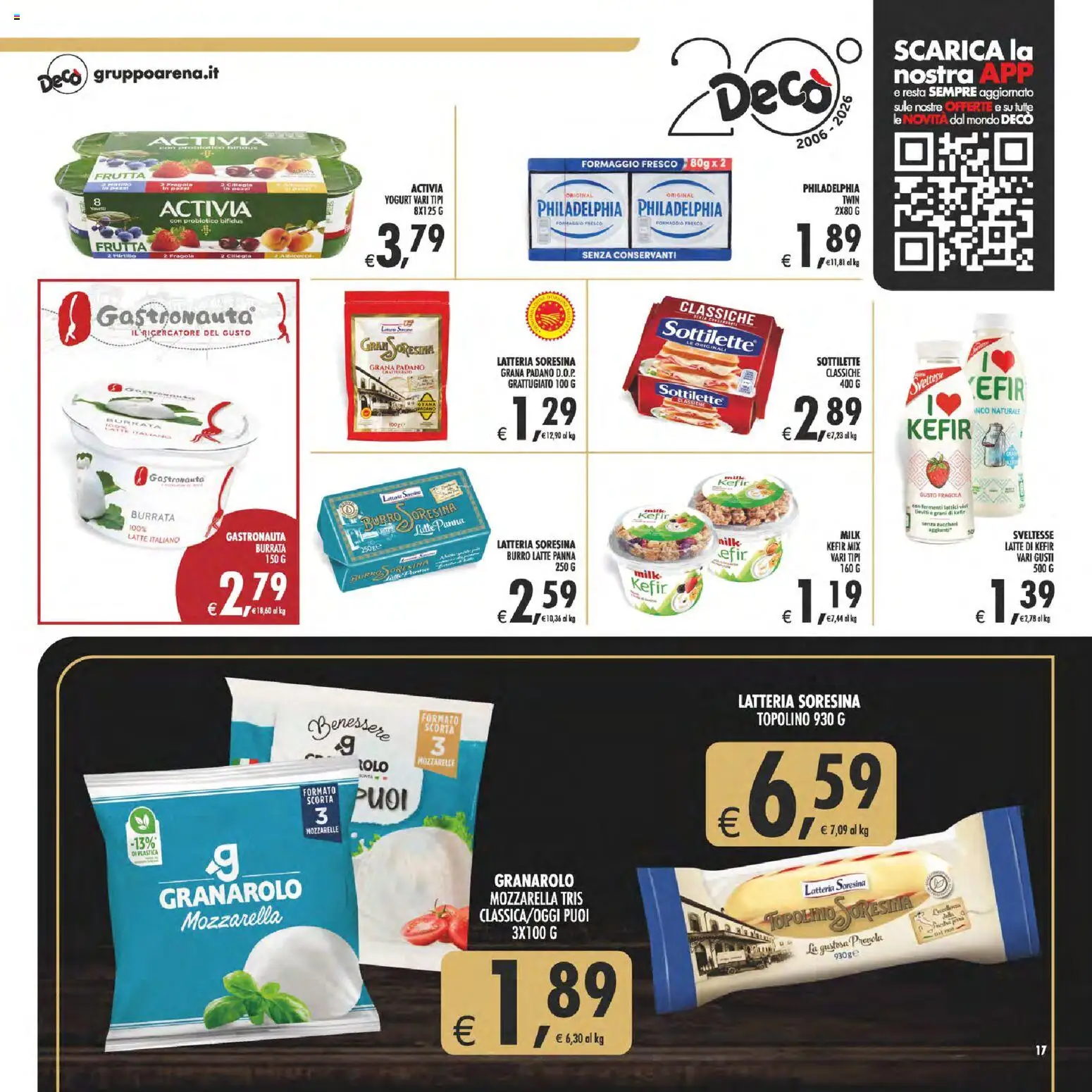 Volantino Decò del 17.03.2026 | Pagina: 17 | Prodotti: Mozzarella, Latte, Grana Padano, Burrata