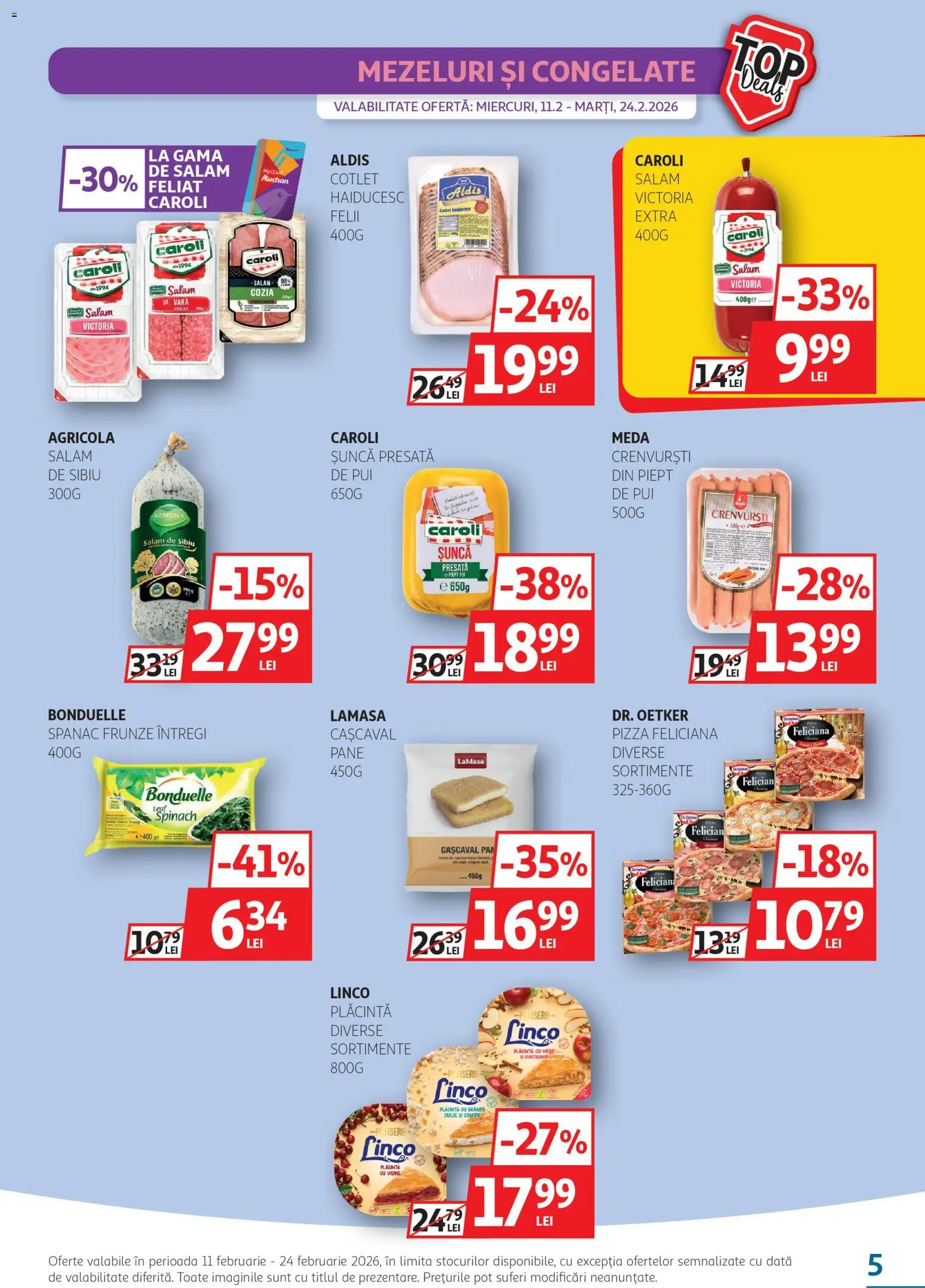 Noul catalog Auchan – valabil de la 11.02.2026 | Pagină: 5 | Produse: Lait de coco, Cașcaval, Salam, Stafide