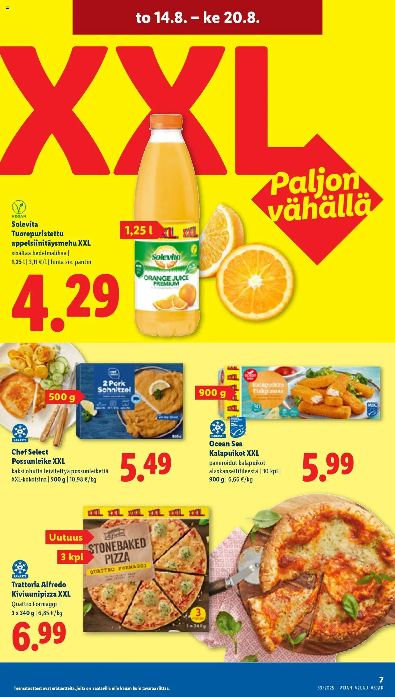  | Sivu: 9 | Tuotteet: Kalapuikot, Pizza