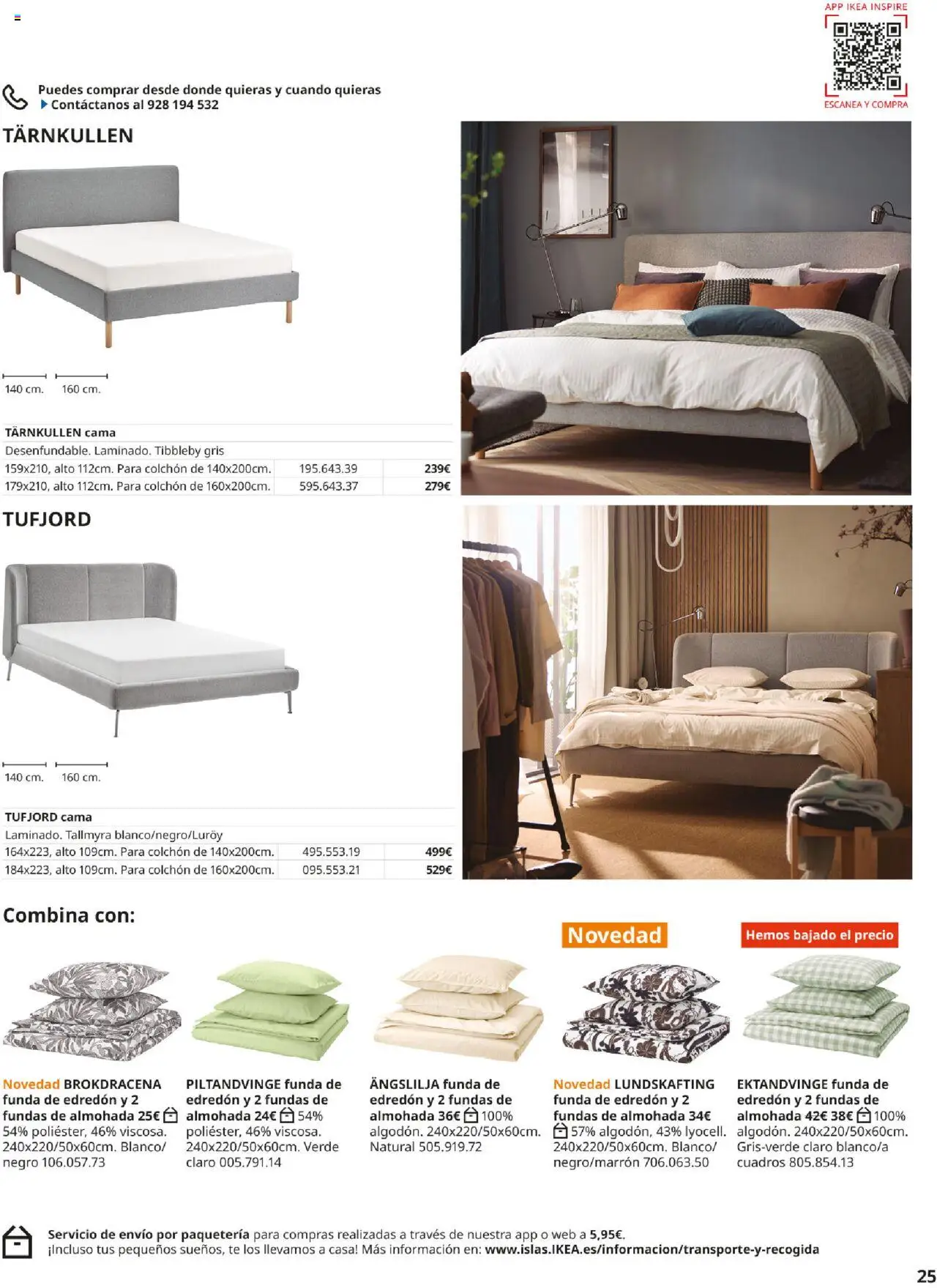 Catálogo IKEA Muebles para el dormitorio │ válido desde el 01.09.2025 | Página: 25 | Productos: Té, Colchon, Cama, Almohada