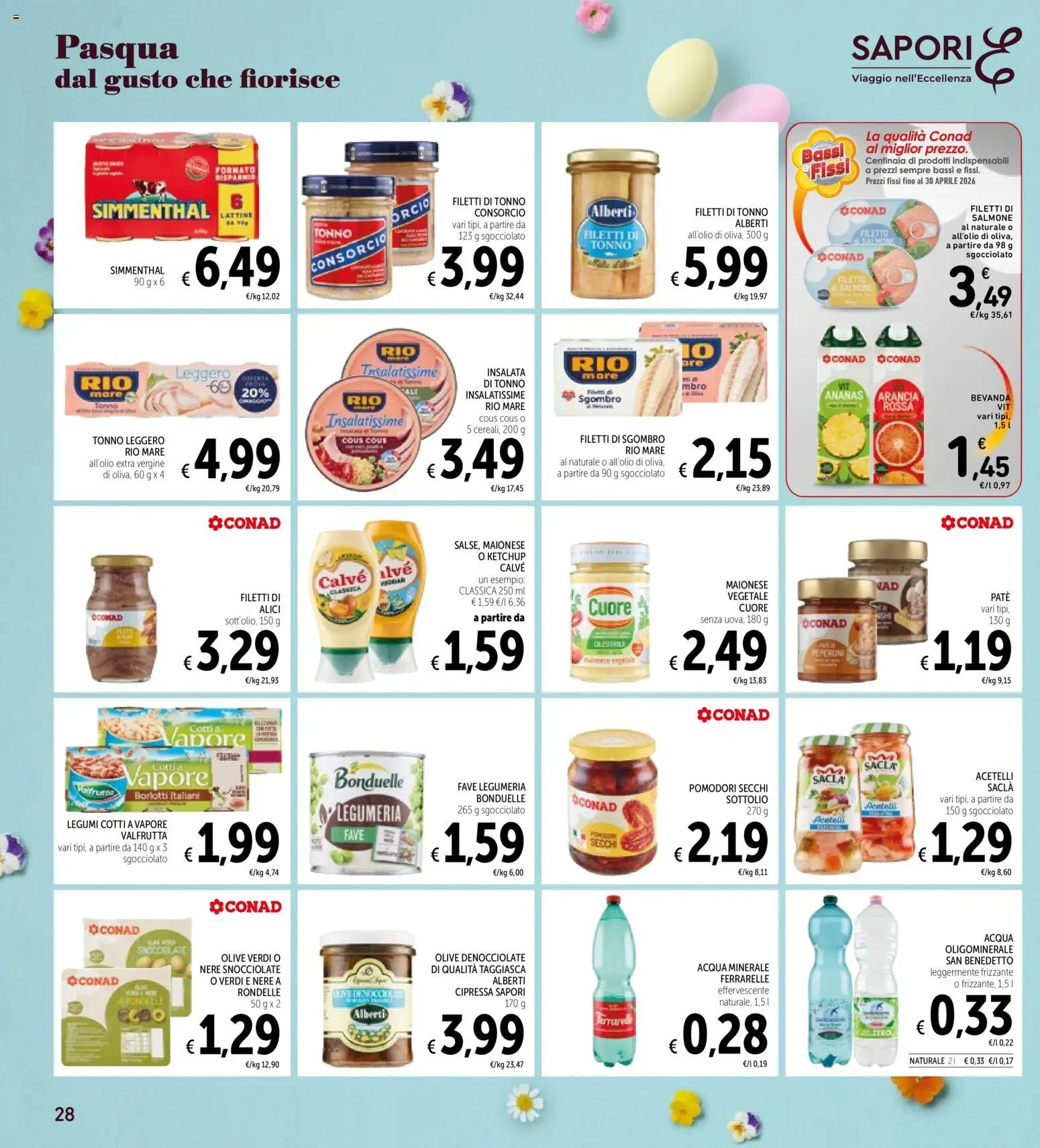 Volantino Spazio Conad del 25.03.2026 | Pagina: 28 | Prodotti: Paté, Acqua, Tonno, Arancia