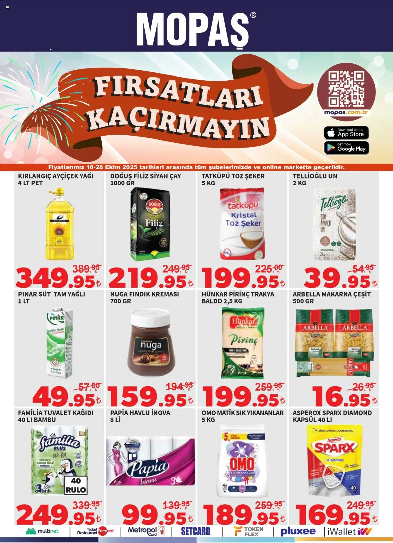Mopaş Katalog - 18.10.2025 tarihinden itibaren geçerlidir | Sayfa: 1 | Ürünler: Çay, Makarna, Tuvalet kağıdı, Toz şeker