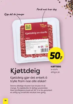 Forhåndsvisning av Bunnpris Billig middag gyldig fra 21.10.2025 | Side: 26 | Produkter: Teniși, Kjøttdeig, Strandväska, Necessär