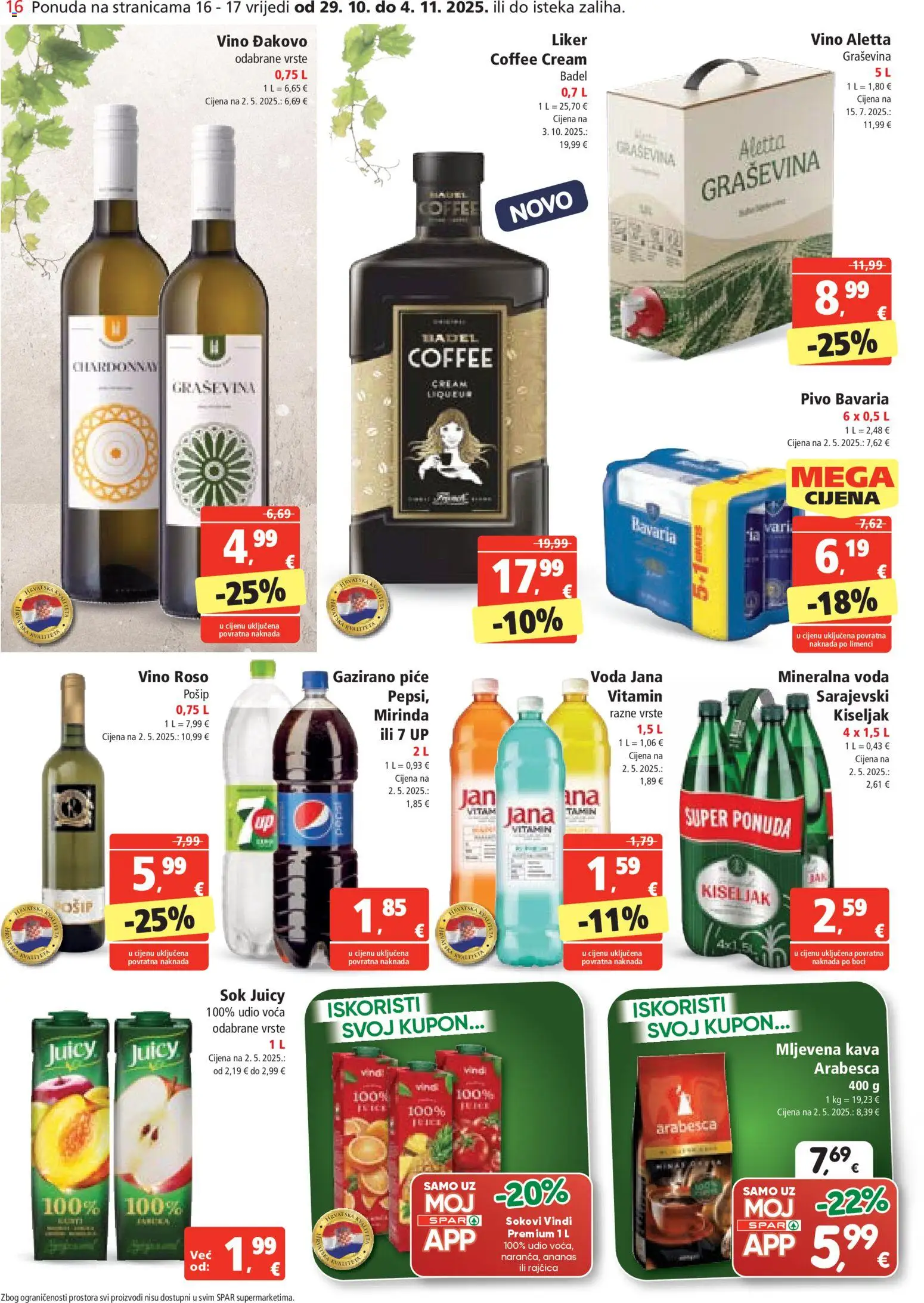 Spar katalog | vrijedi od 29.10.2025 | Stranica: 16 | Proizvodi: Mineralna voda, Ananas, Liker, Rajčica