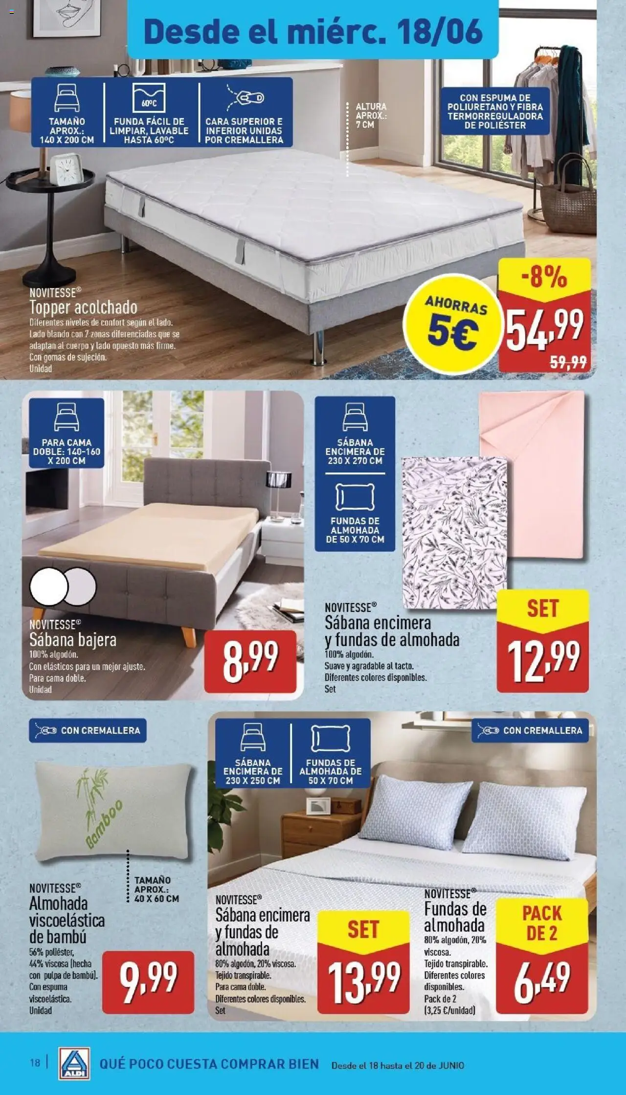 Aldi folleto Canarias │ válido desde el 16.06.2025 | Página: 18 | Productos: Funda, Cama, Almohada