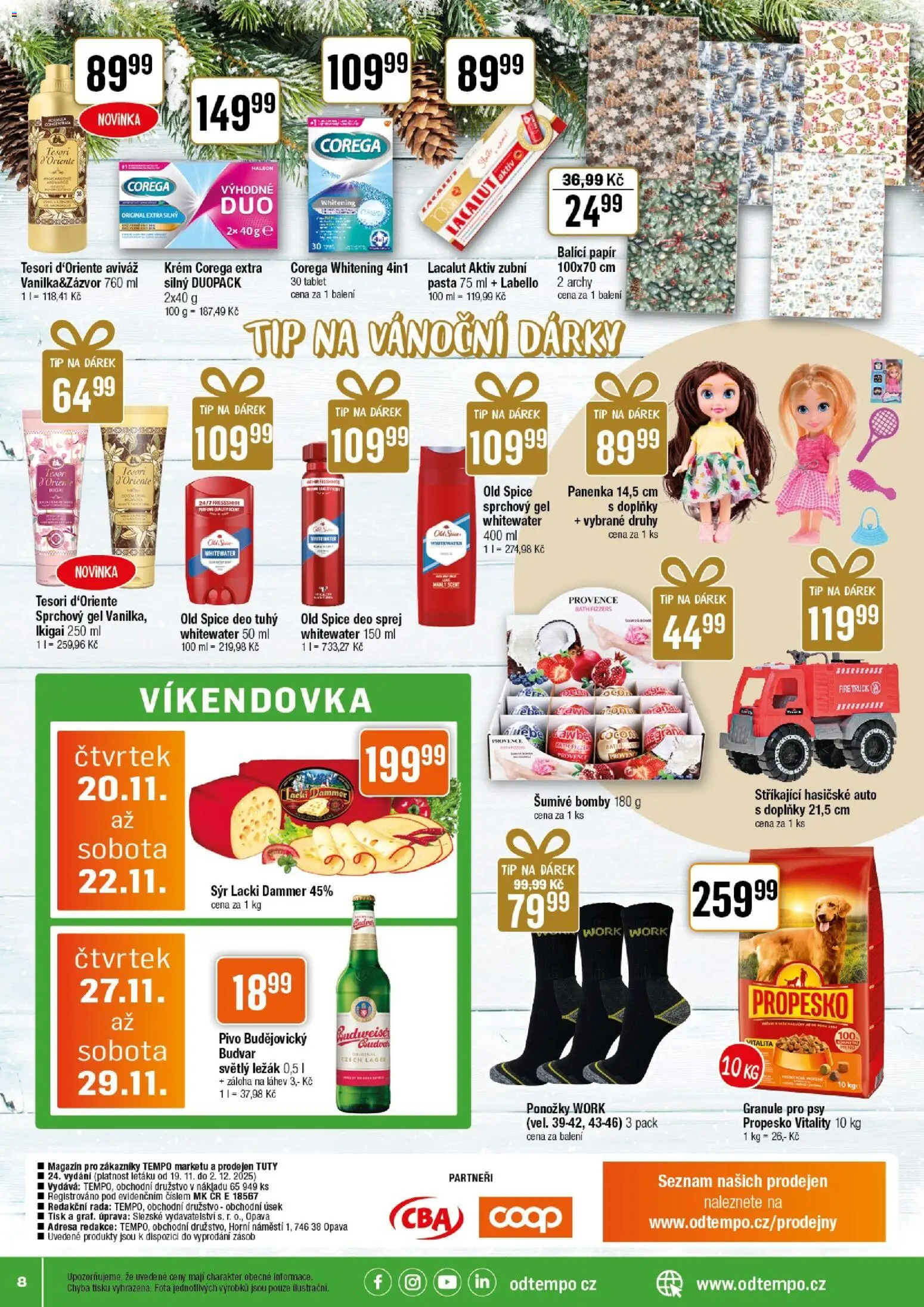 Tempo leták - Tuty od 19.11.2025 | Strana: 8 | Produkty: Aviváž, Tesori d'Oriente, Granule pro psy, Granule