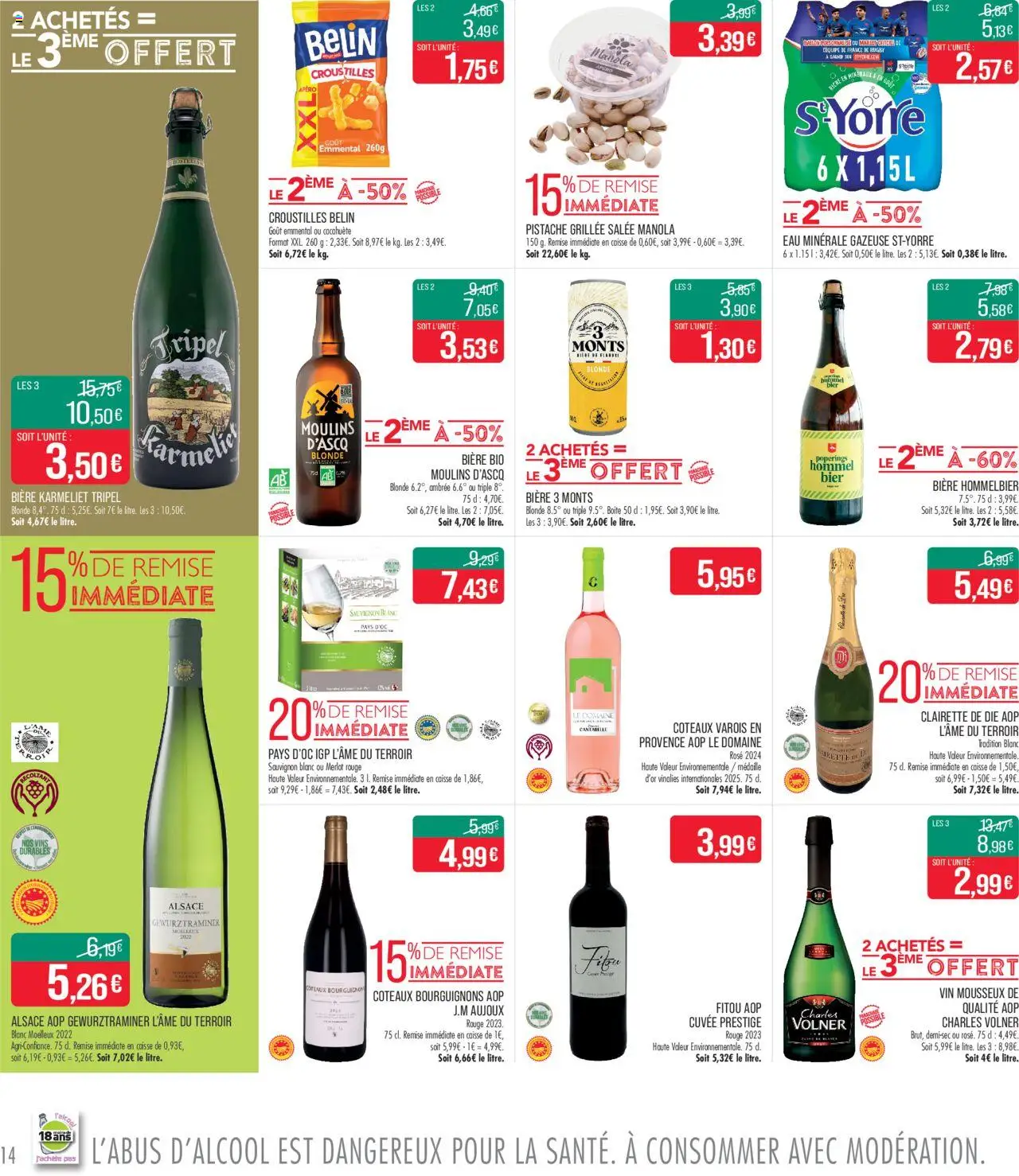 {H1} | Page: 14 | Produits: Vin mousseux, Eau minérale, Emmental, Mousseux