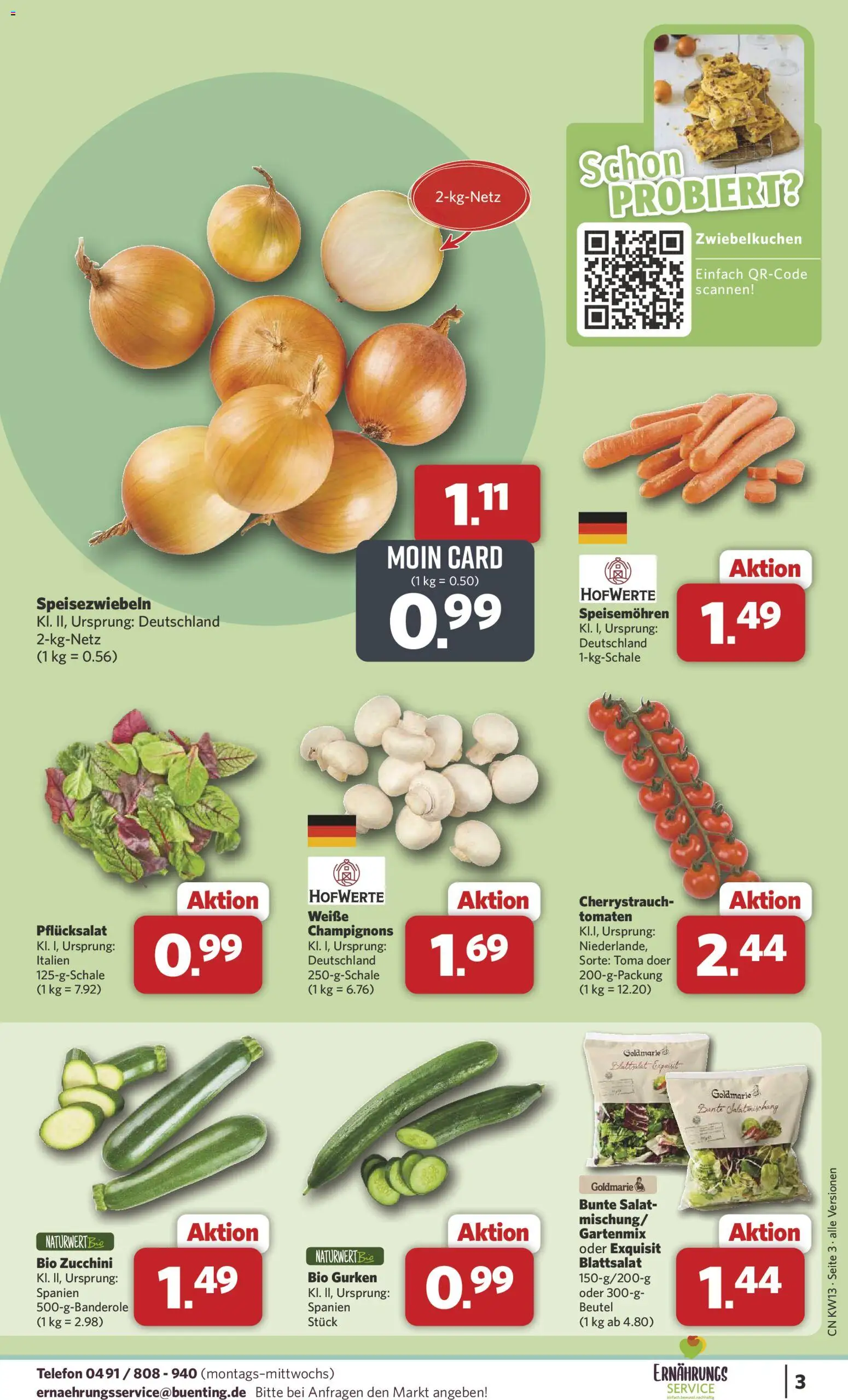 Combi Prospekt 	 – gültig ab 23.03.2026 | Seite: 3 | Produkte: Champignons, Zucchini, Gurken, Telefon
