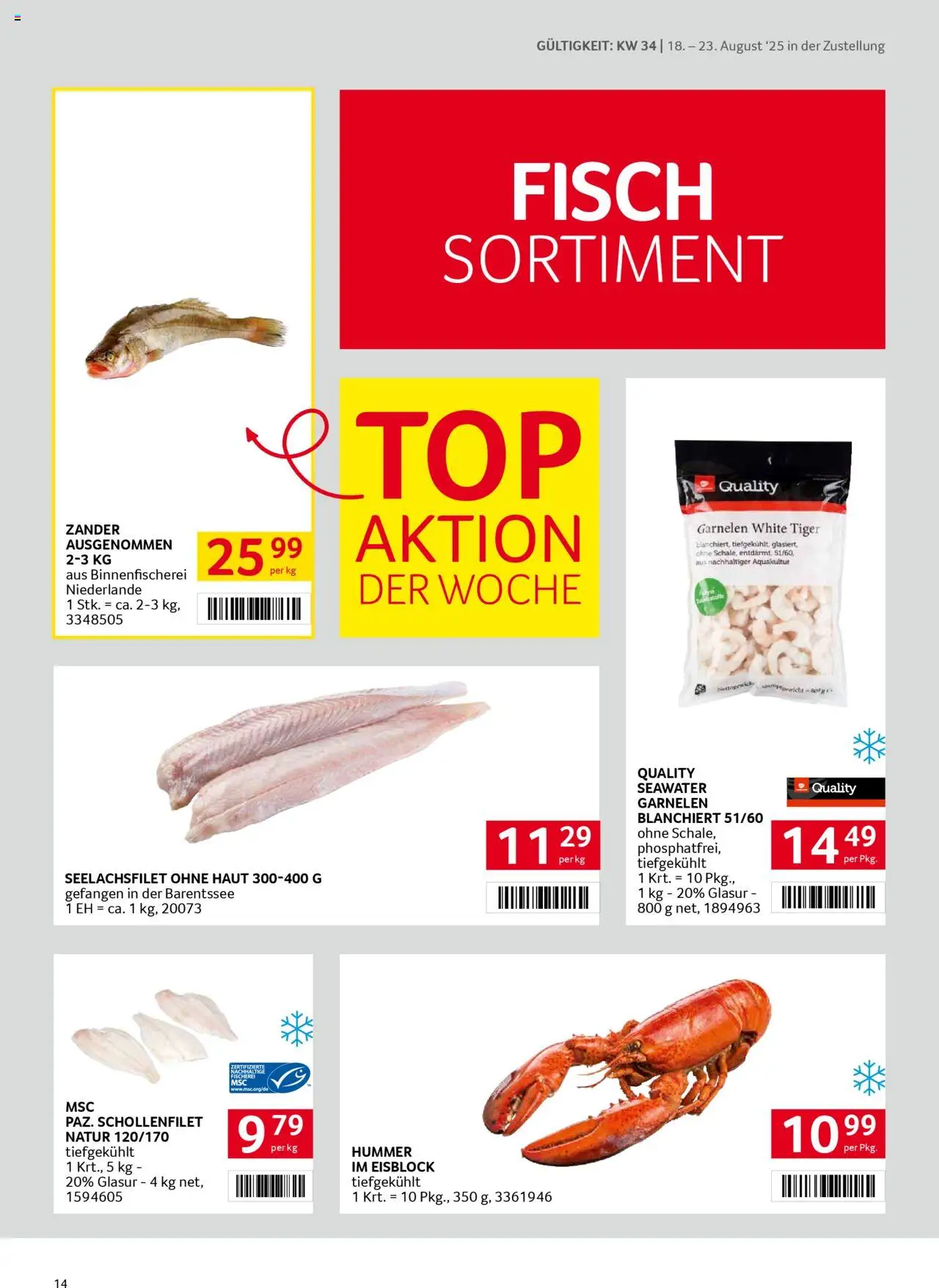 Transgourmet Zustellaktion gültig ab 17.08.2025 | Seite: 14 | Produkte: Fisch