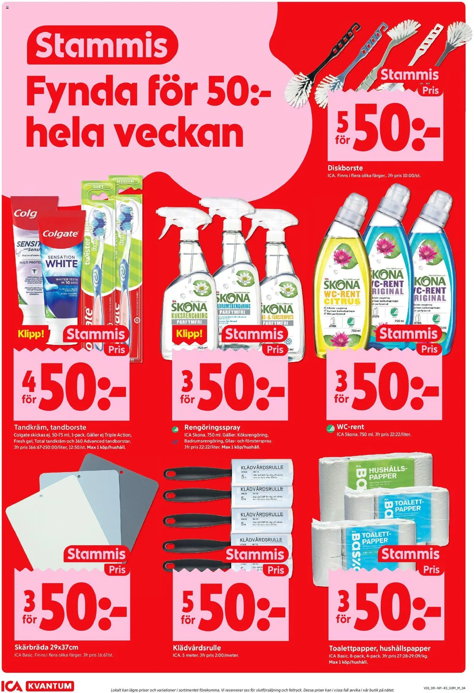ICA Kvantum reklamblad aktuell från 12.01.2026 | Sida: 4 | Produkter: Tandkräm, Tandborste, Galler, Rengöringsspray