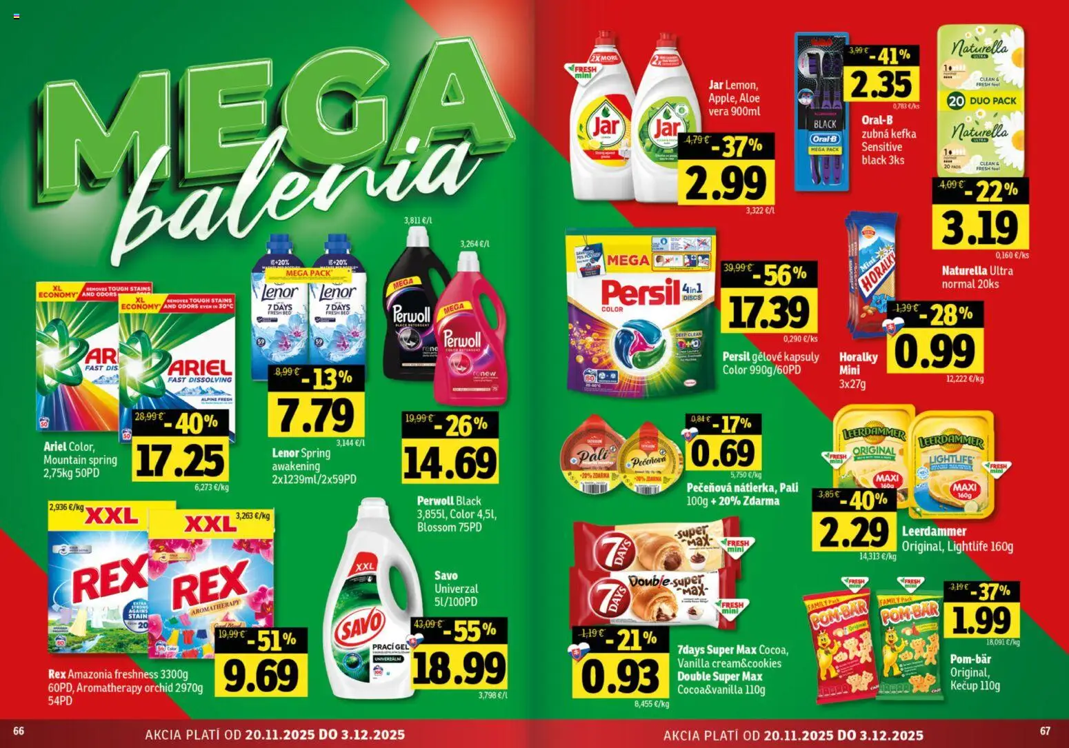 Nové Fresh akcie – leták je platný od 20.11.2025 | Strana: 34 | Produkty: Zubná kefka, Perwoll, Ariel, Jar