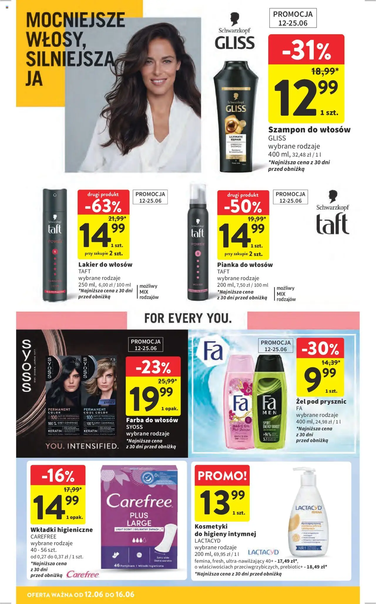 Intermarche Gazetka od 12.06.2025 | Strona: 42 | Produkty: Farba do włosów, Zapach, Lakier do włosów, Żel pod prysznic