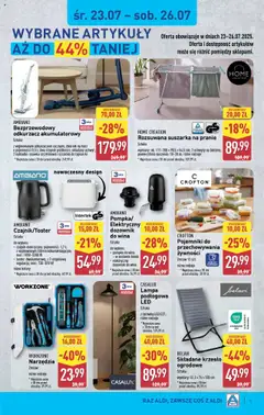 Aldi Gazetka - Hity od Środy i od Soboty od 23.07.2025 | Strona: 5 | Produkty: Czajnik, Odkurzacz, Krzesło, Lampa