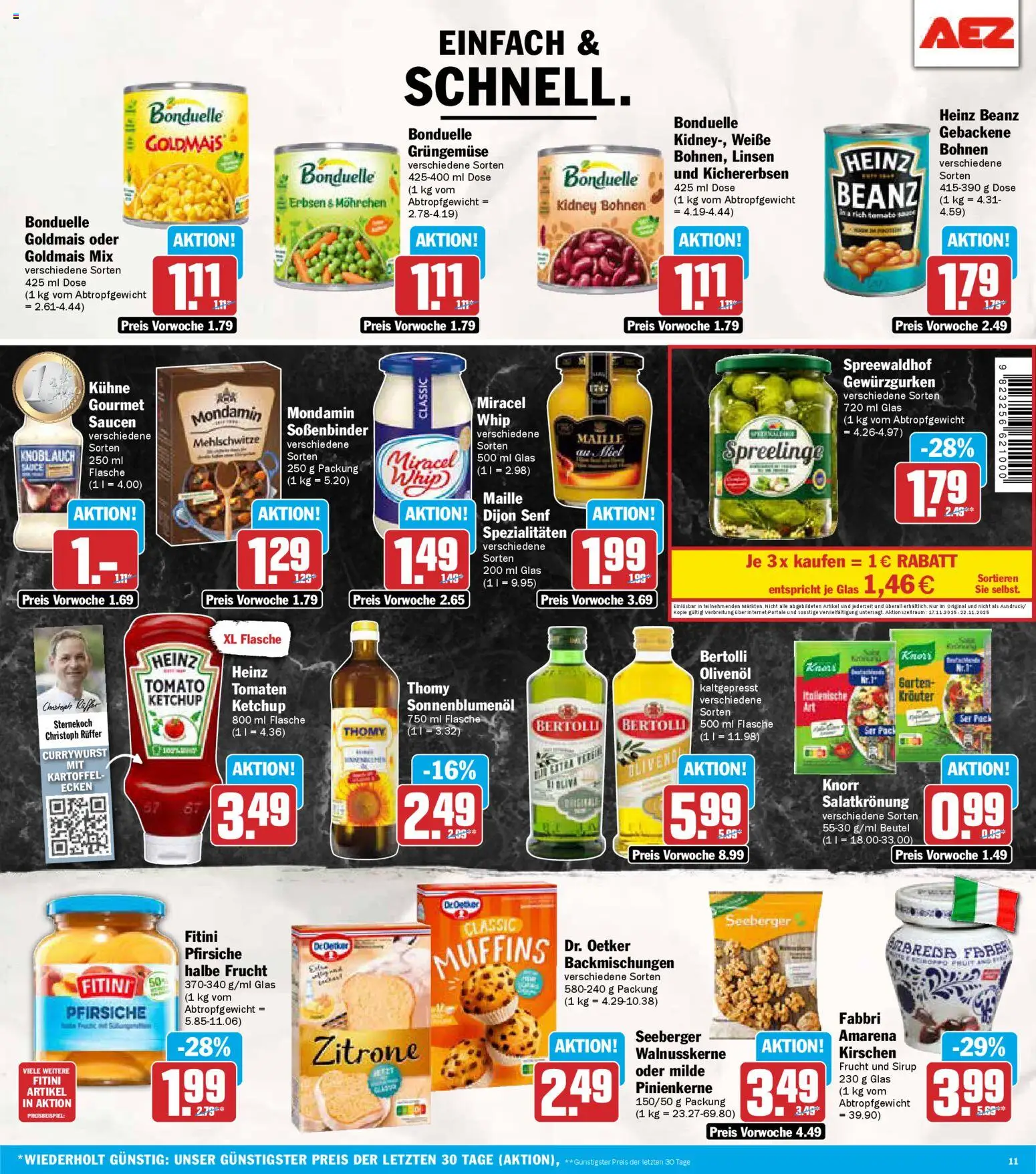 AEZ Prospekt 	 – gültig ab 17.11.2025 | Seite: 11 | Produkte: Sonnenblumenol, Sirup, Kirschen, Knoblauch