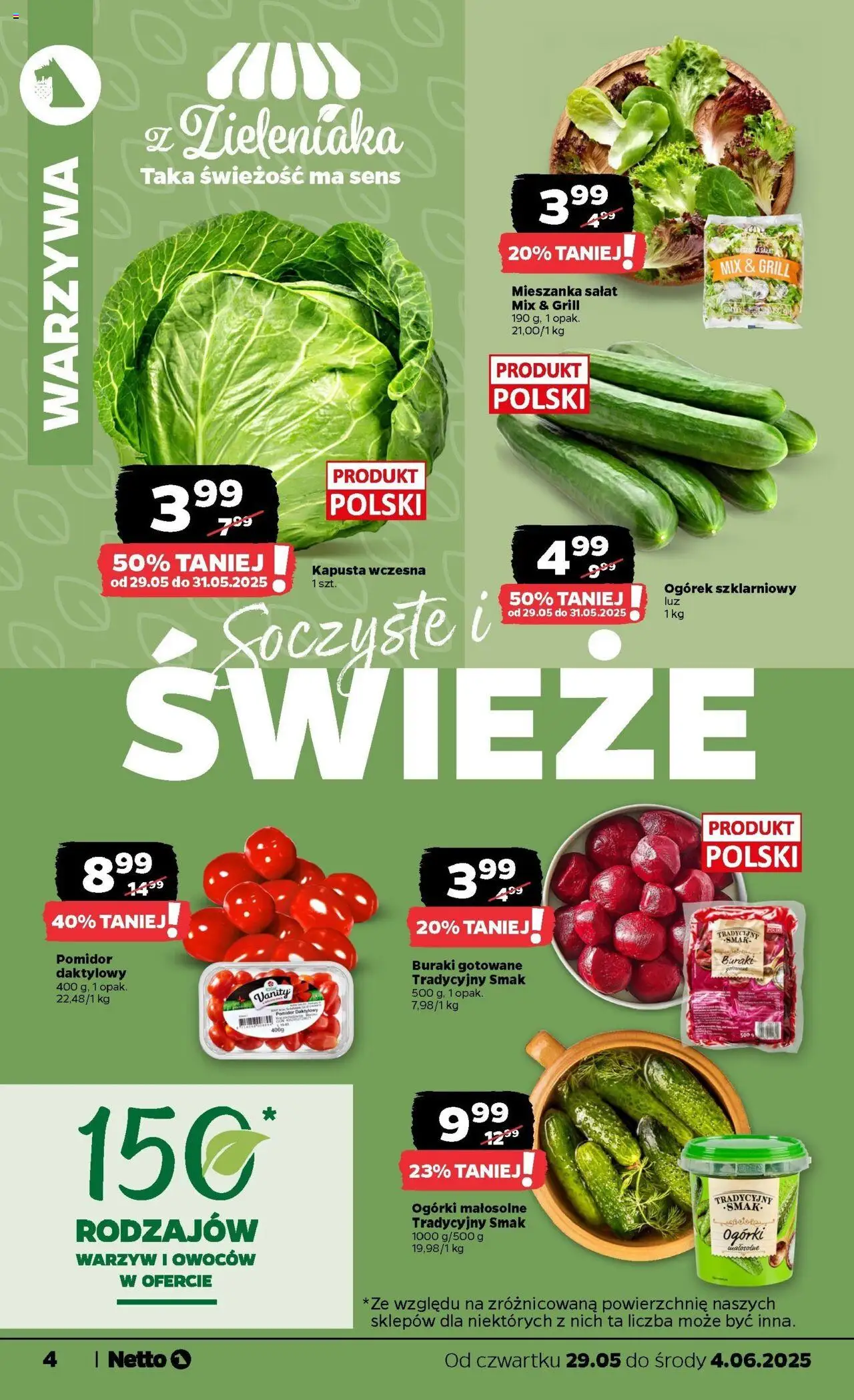 Netto gazetka - Spożywcza od 29.05.2025 | Strona: 4 | Produkty: Kapusta, Buraki, Ogórek szklarniowy, Warzywa