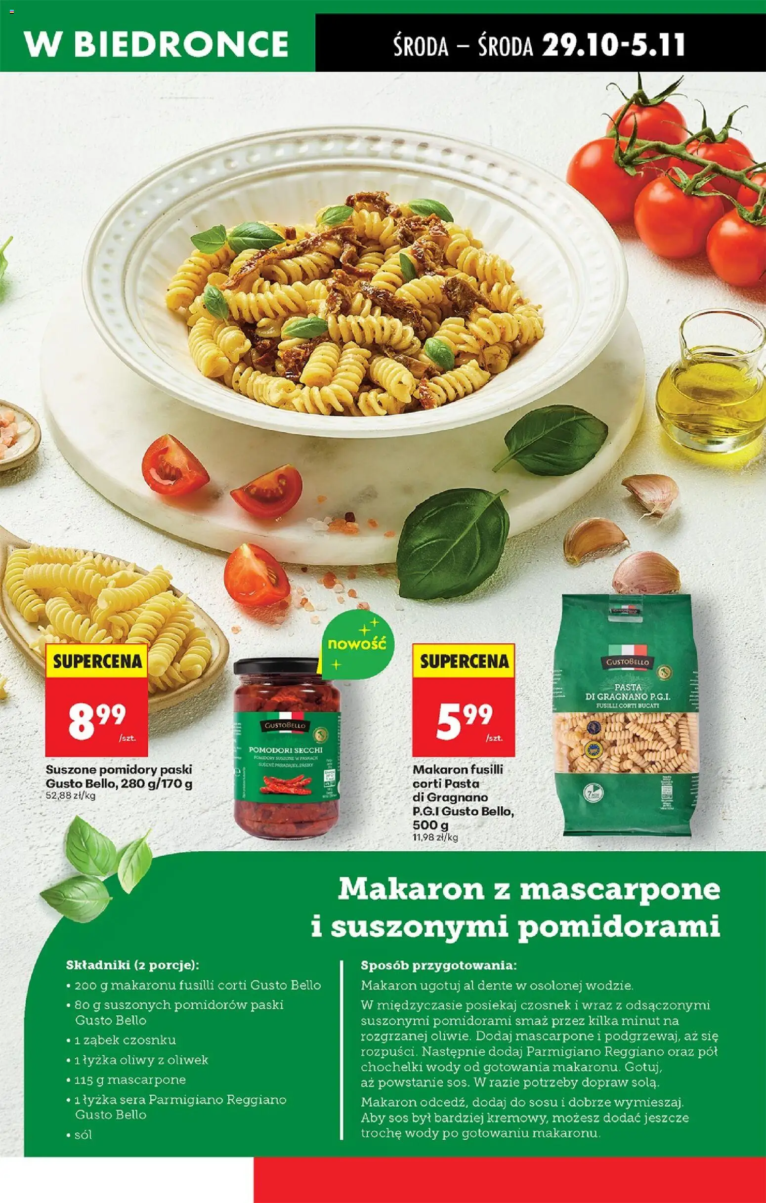 Biedronka gazetka - Oferta w tym tygodniu od 29.10.2025 | Strona: 43 | Produkty: Pomidory suszone, Mascarpone, Pomidory, Sos