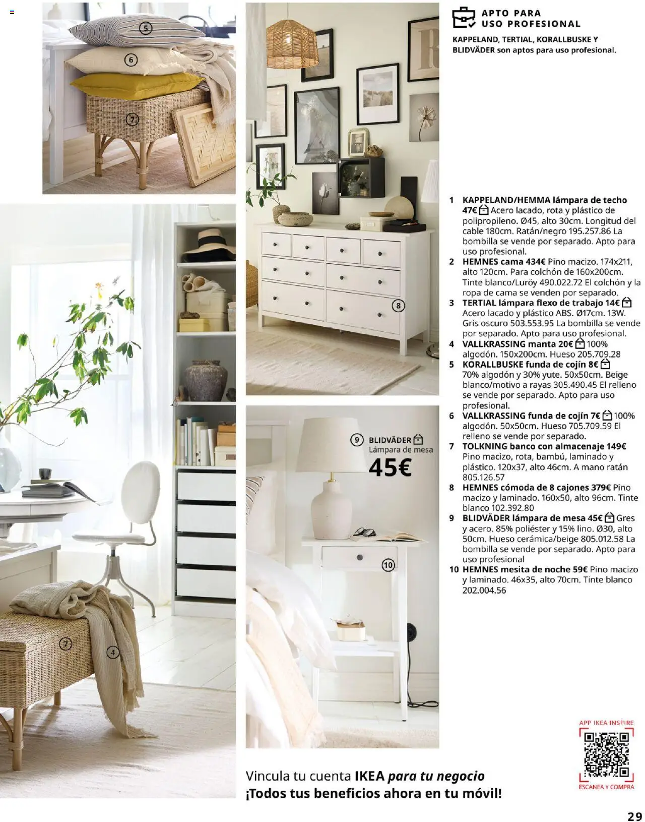 Catálogo IKEA para tu negocio │ válido desde el 04.02.2025 | Página: 29 | Productos: Colchon, Ropa, Cama, Lámpara