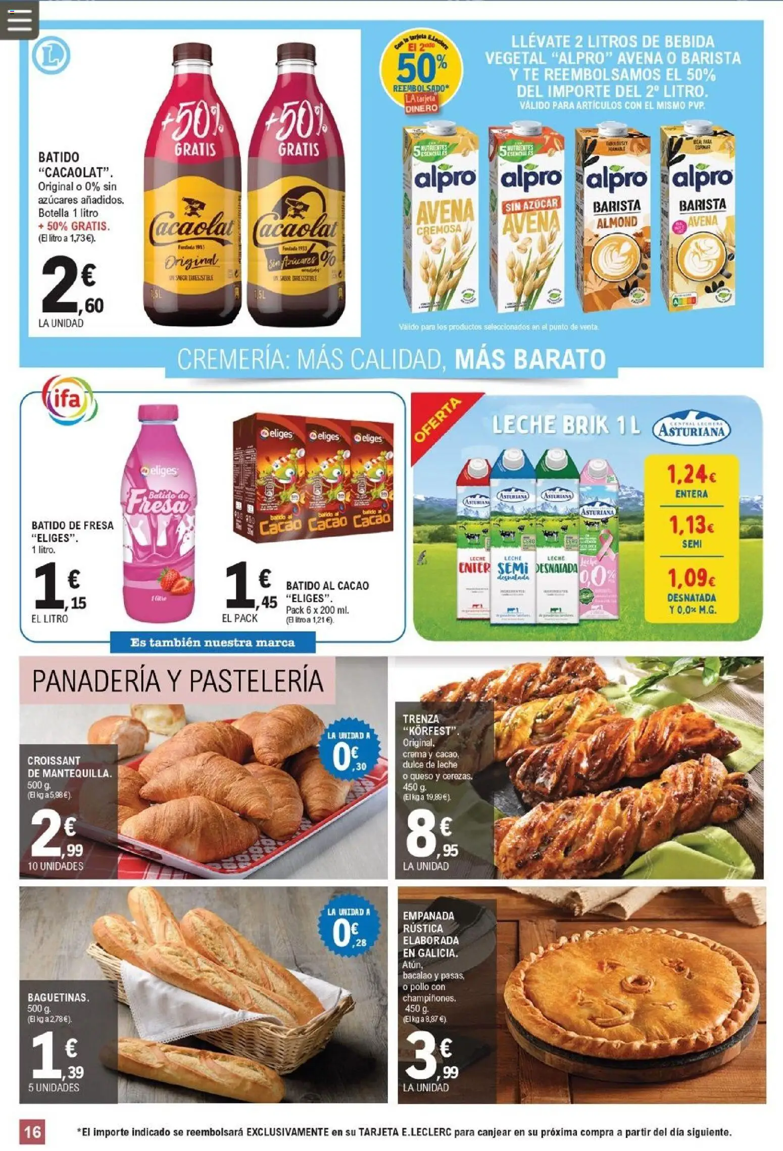 E.Leclerc folleto │ válido desde el 25.03.2026 | Página: 16 | Productos: Esponja, Leche, Queso, Φρυγανιές σικάλεως