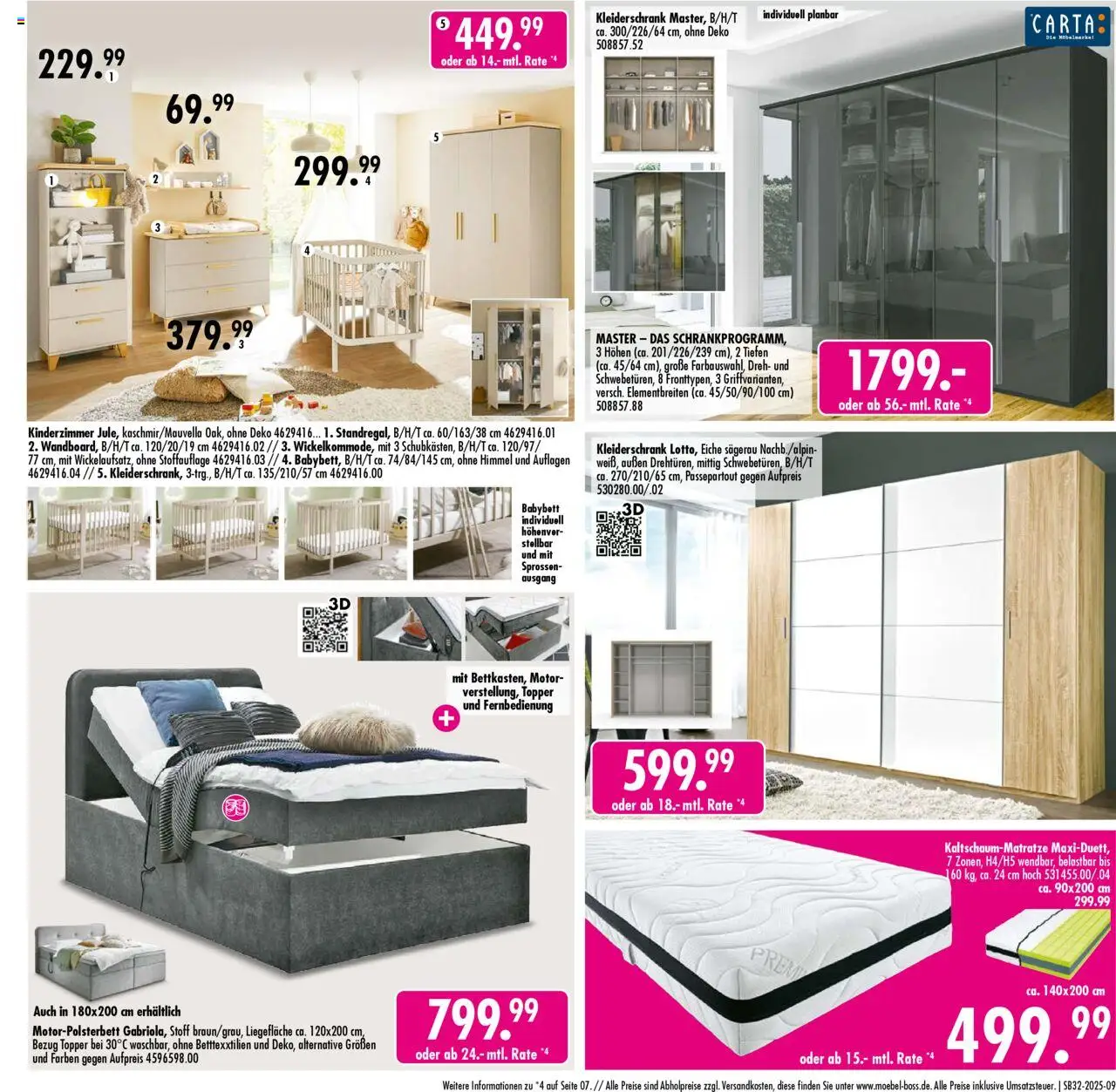 SB Möbel Boss Prospekt 	 - gültig ab dem 02.08.2025 | Seite: 9 | Produkte: Kleiderschrank, Topper, Babybett