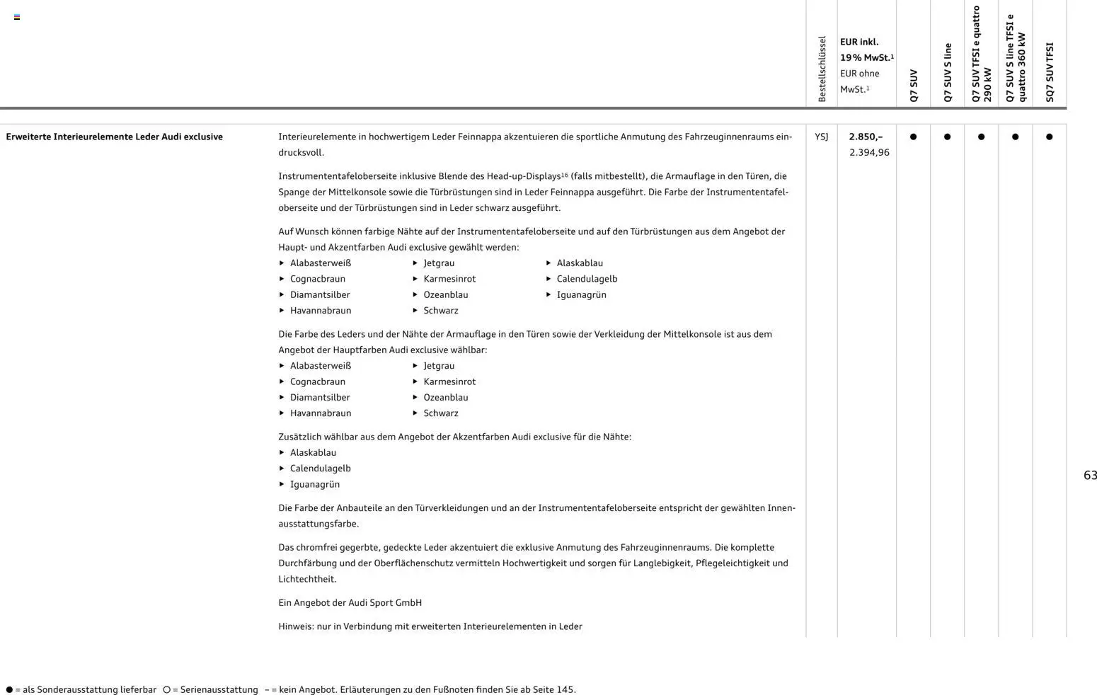 Audi Q7 – gültig ab 28.10.2025 | Seite: 63