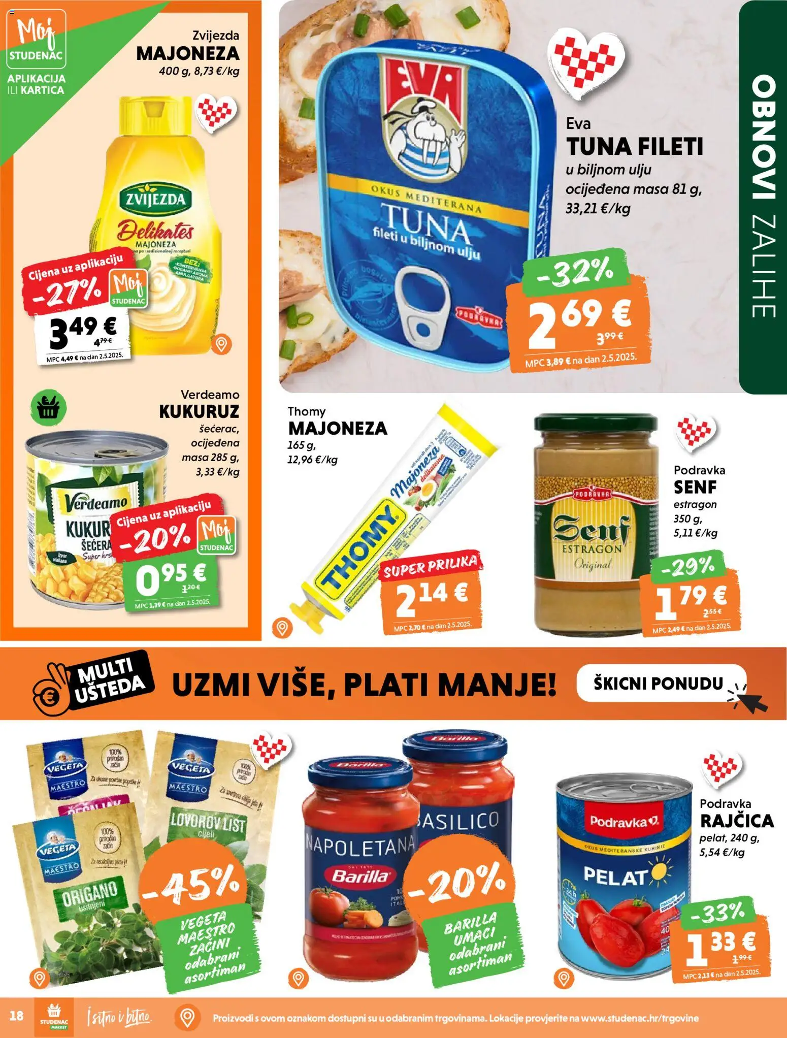 Studenac katalog | vrijedi od 22.04.2026 | Stranica: 18 | Proizvodi: Podravka, Majoneza, Vegeta, Senf