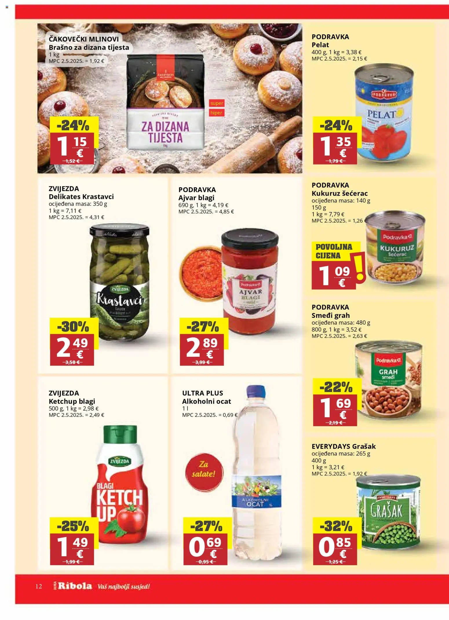 Ribola katalog | vrijedi od 11.02.2026 | Stranica: 12 | Proizvodi: Podravka, Krastavci, Brašno, Ocat