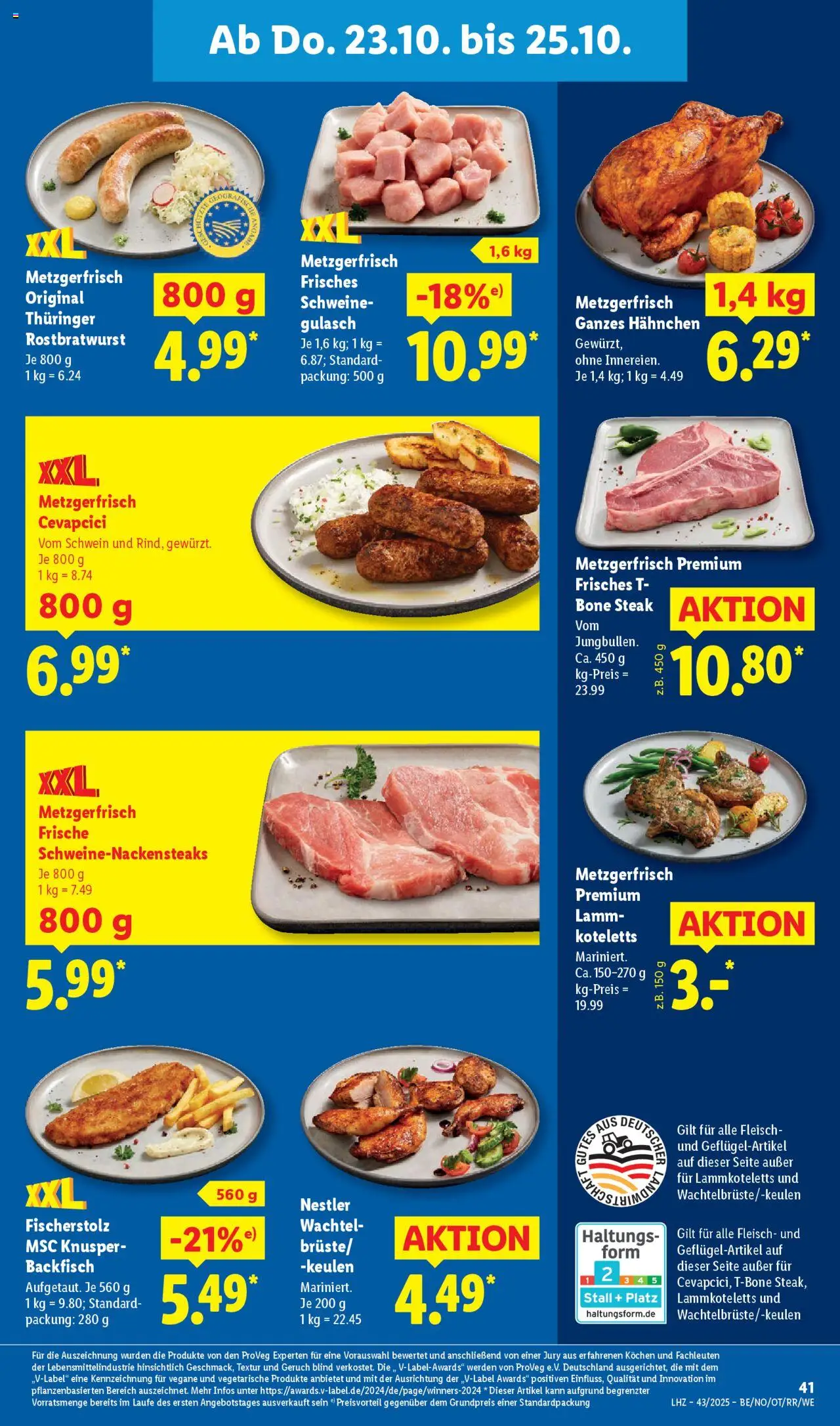 Lidl Prospekt Rahden – gültig ab 20.10.2025 | Seite: 63 | Produkte: Hahnchen, Gulasch, Steak, Fleisch