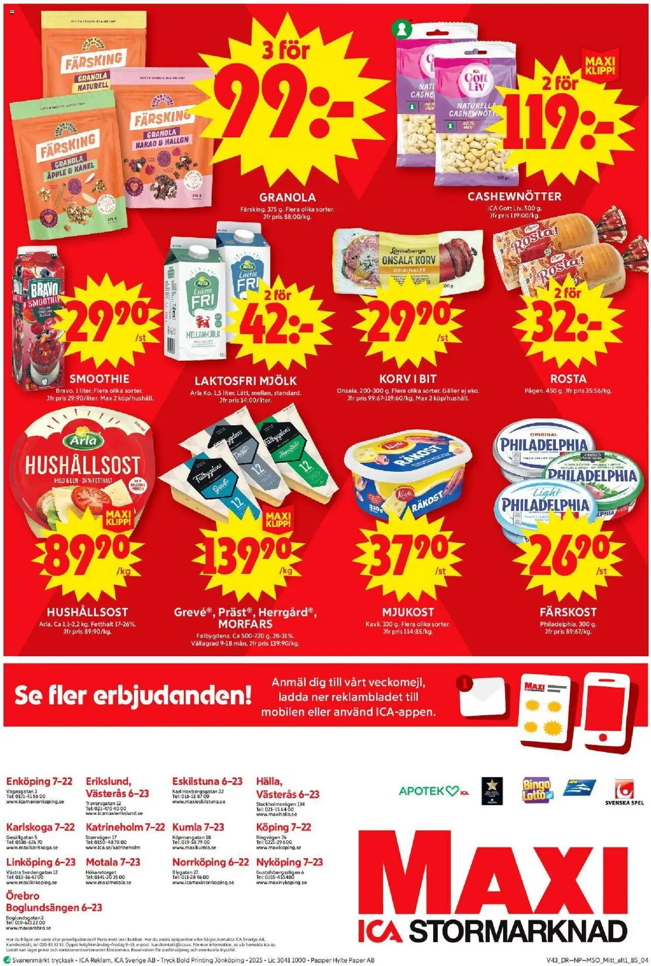 ICA Maxi reklamblad aktuell från 20.10.2025 | Sida: 20 | Produkter: Galler, Cashewnötter, Mjölk, Spel