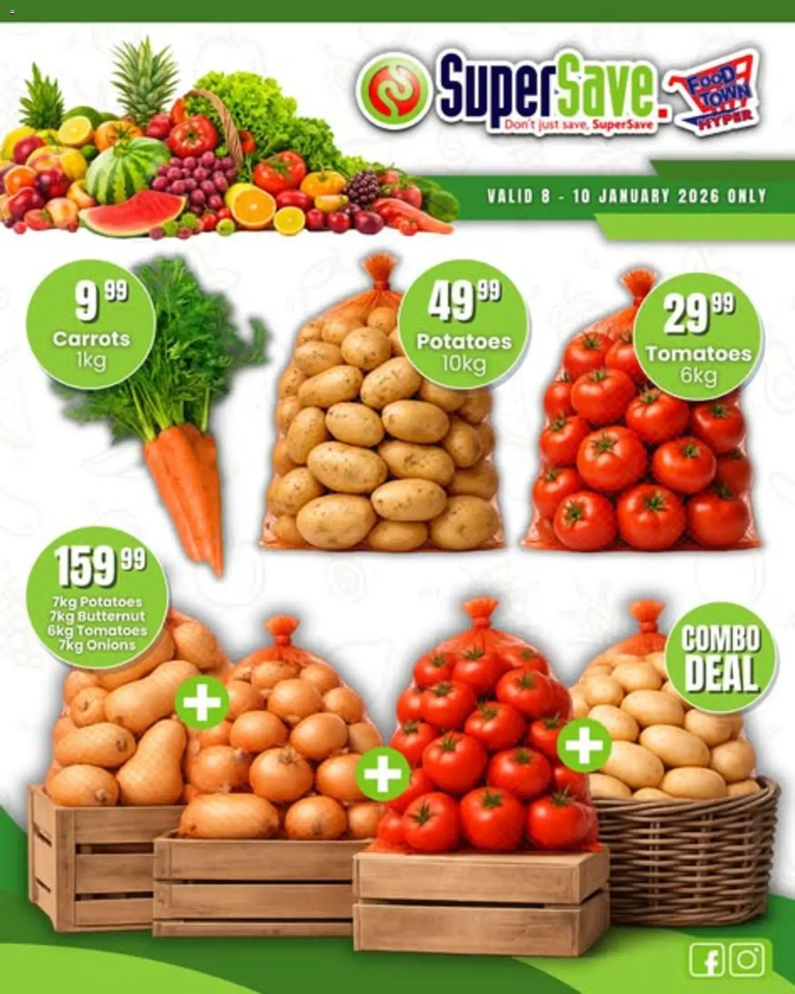 New Super Save catalogue – valid from 08.01.2026 | Page: 1 | Products: Tomatoes, Carrots, Potatoes, Onions