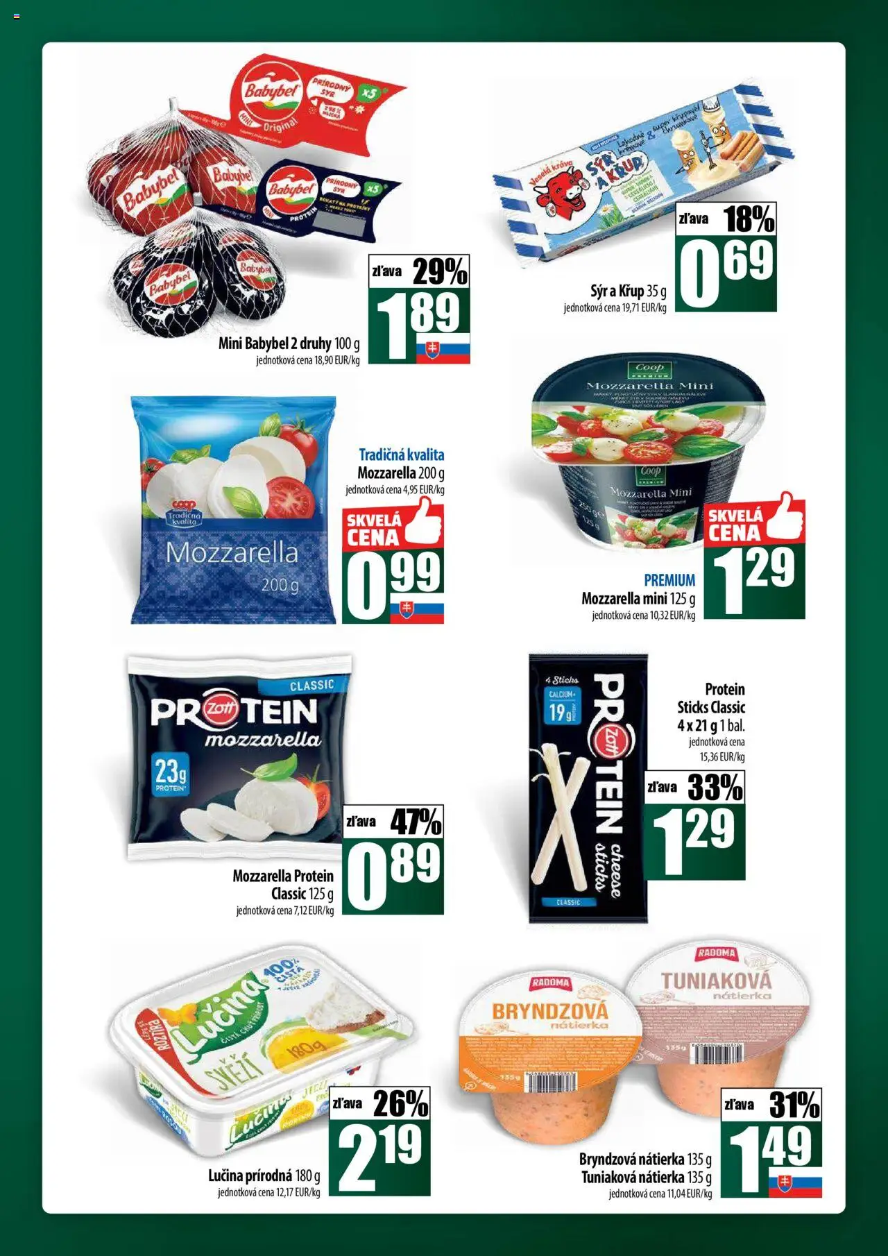 Nové COOP Jednota akcie – leták je platný od 16.10.2025 | Strana: 21 | Produkty: Syr, Mozzarella, Protein