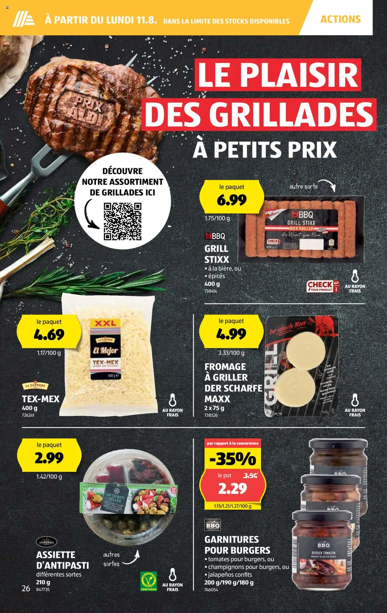 Aldi Prospectus ab 07.08.2025 | Seite: 26 | Produkte: Burger, Bier, Tomaten, Griller