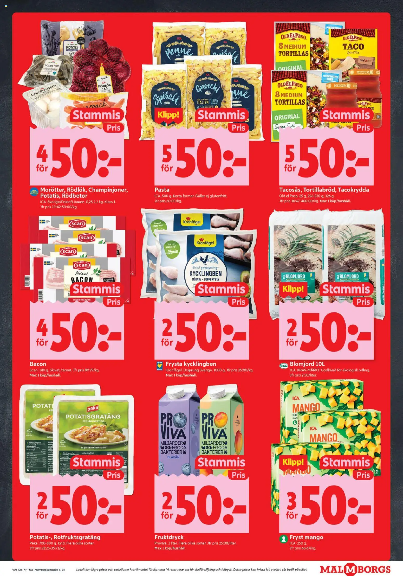 ICA Kvantum reklamblad aktuell från 19.01.2026 | Sida: 3 | Produkter: Tacokrydda, Potatisgratäng, Rödlök, Pasta